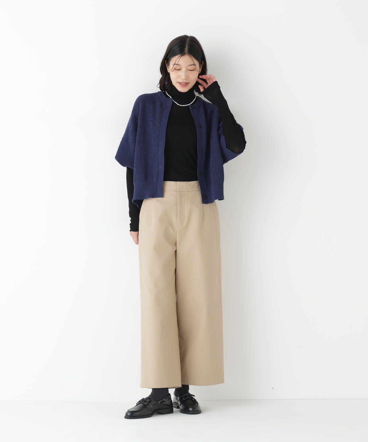 綿ポリエステルヘリンボーン柄半袖はおり