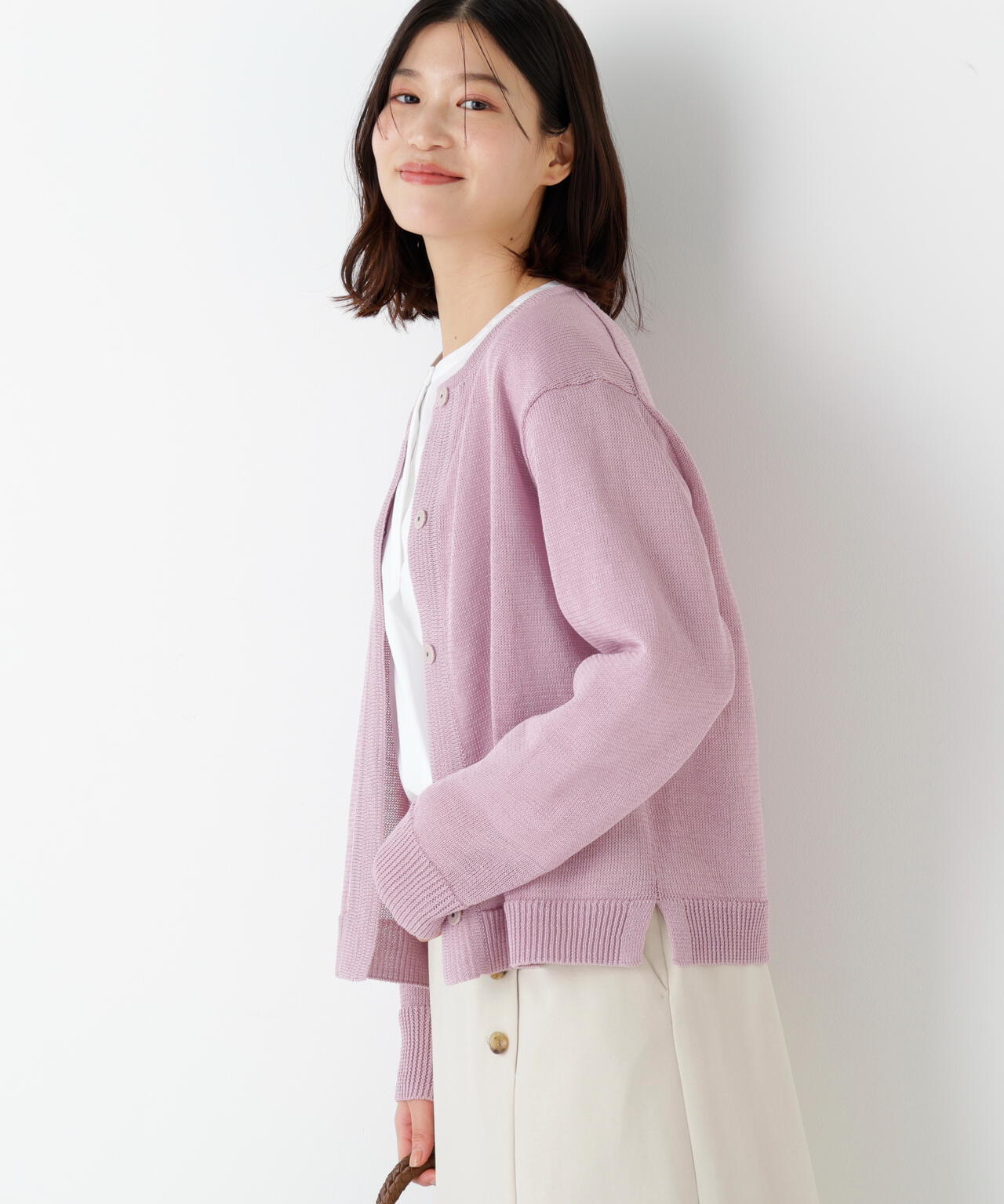 ミドルゲージギマクルーネックカーディガン