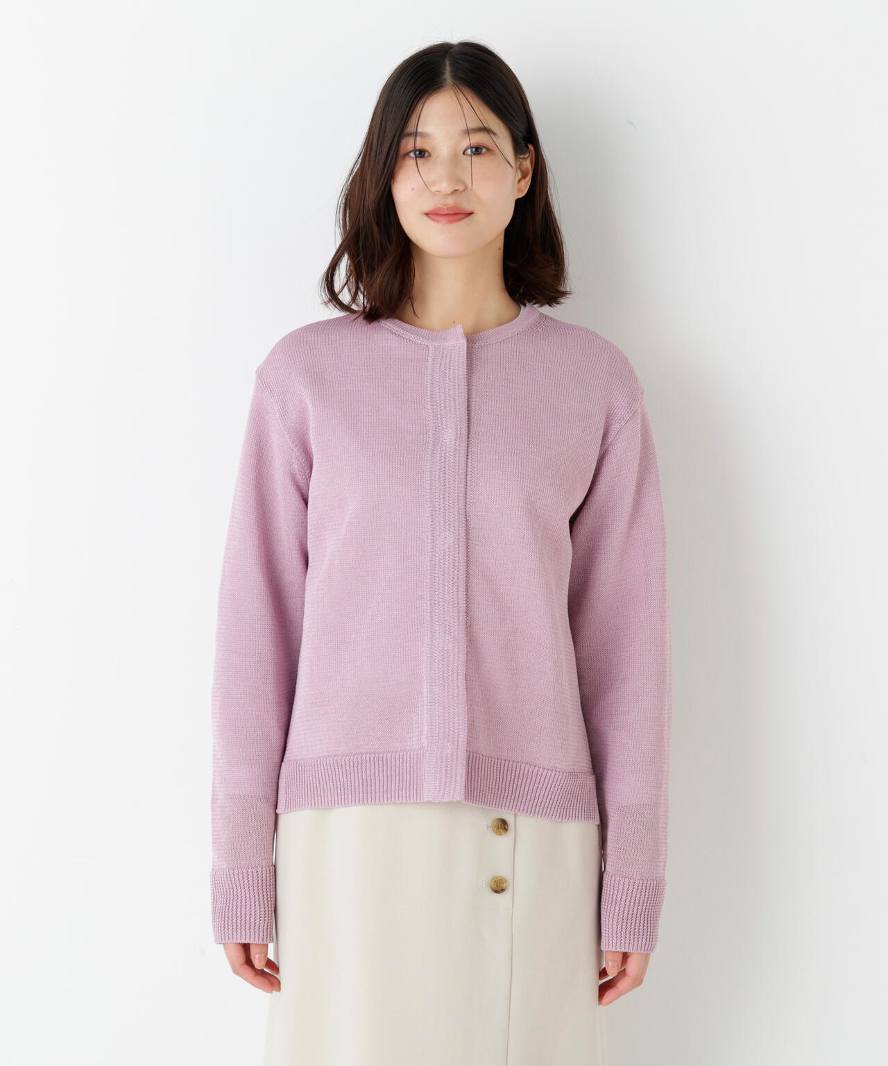 ミドルゲージギマクルーネックカーディガン