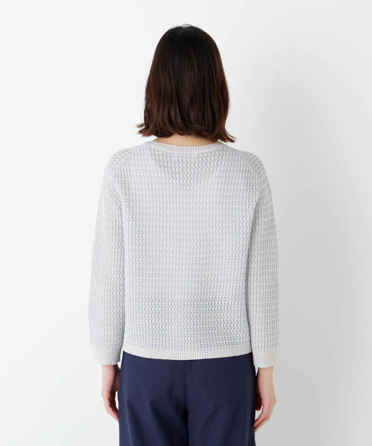 《名品 / 洗える》ミドルゲージ ギマ ミックスニットプルオーバー