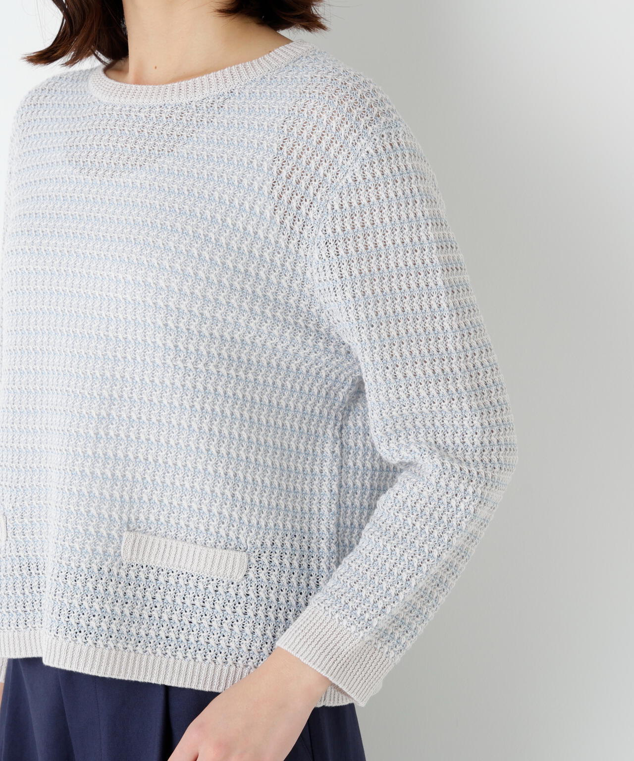 《名品 / 洗える》ミドルゲージ ギマ ミックスニットプルオーバー