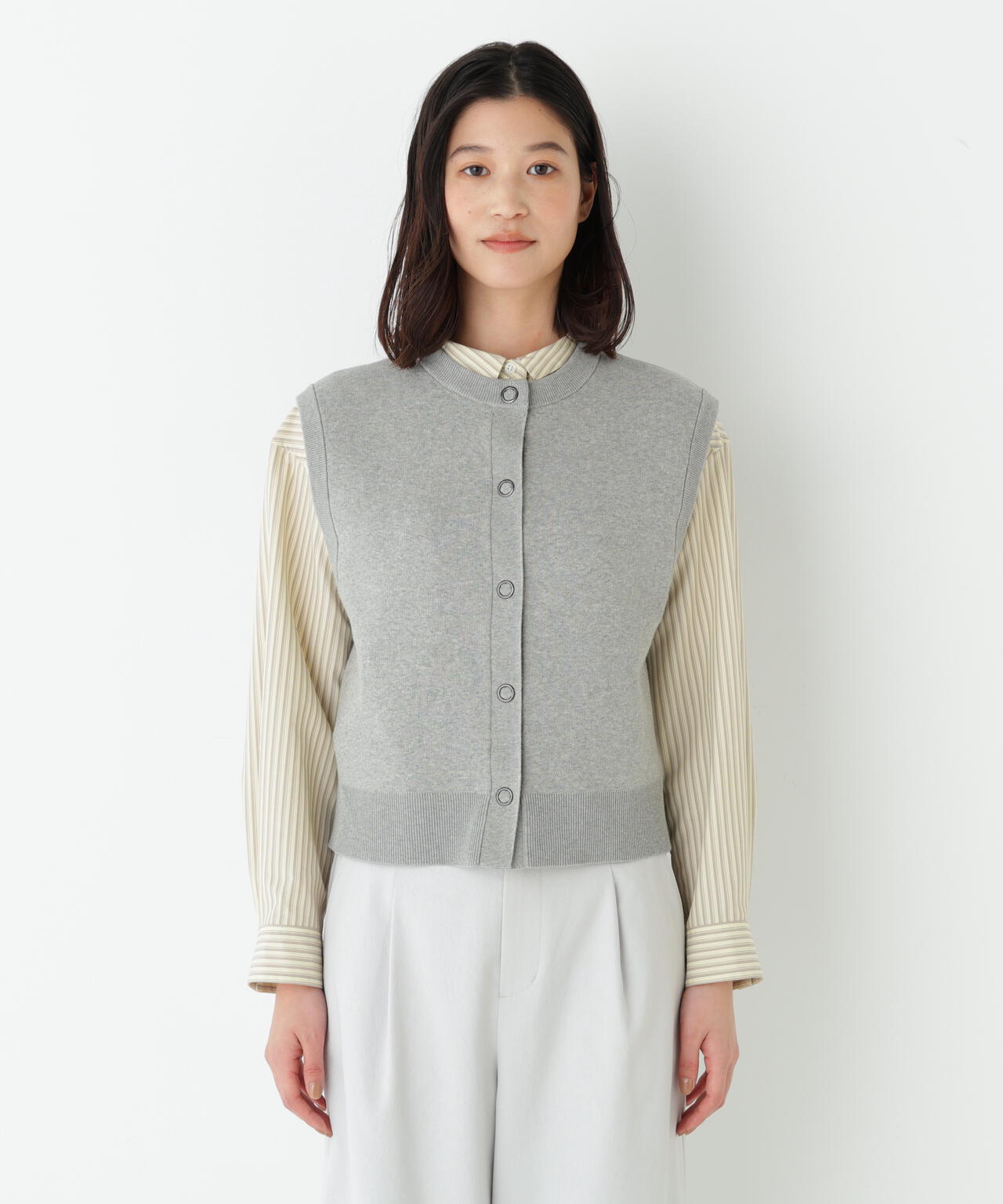 ハイツイストコットン混ジャカードベスト