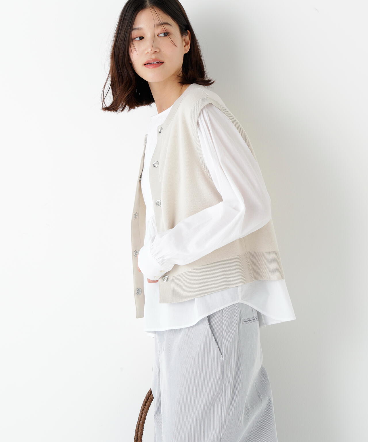 ハイツイストコットン混ジャカードベスト