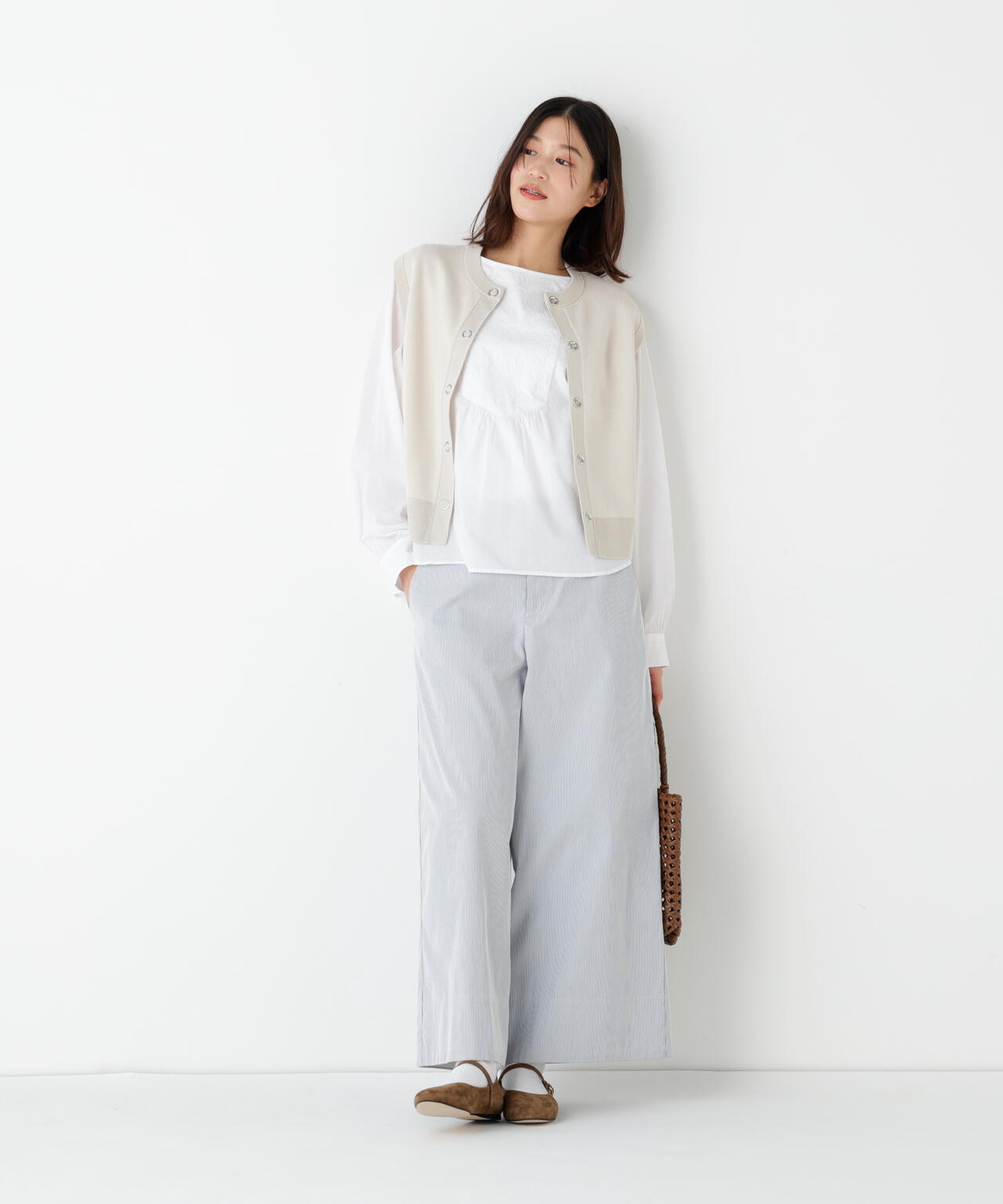 ハイツイストコットン混ジャカードベスト