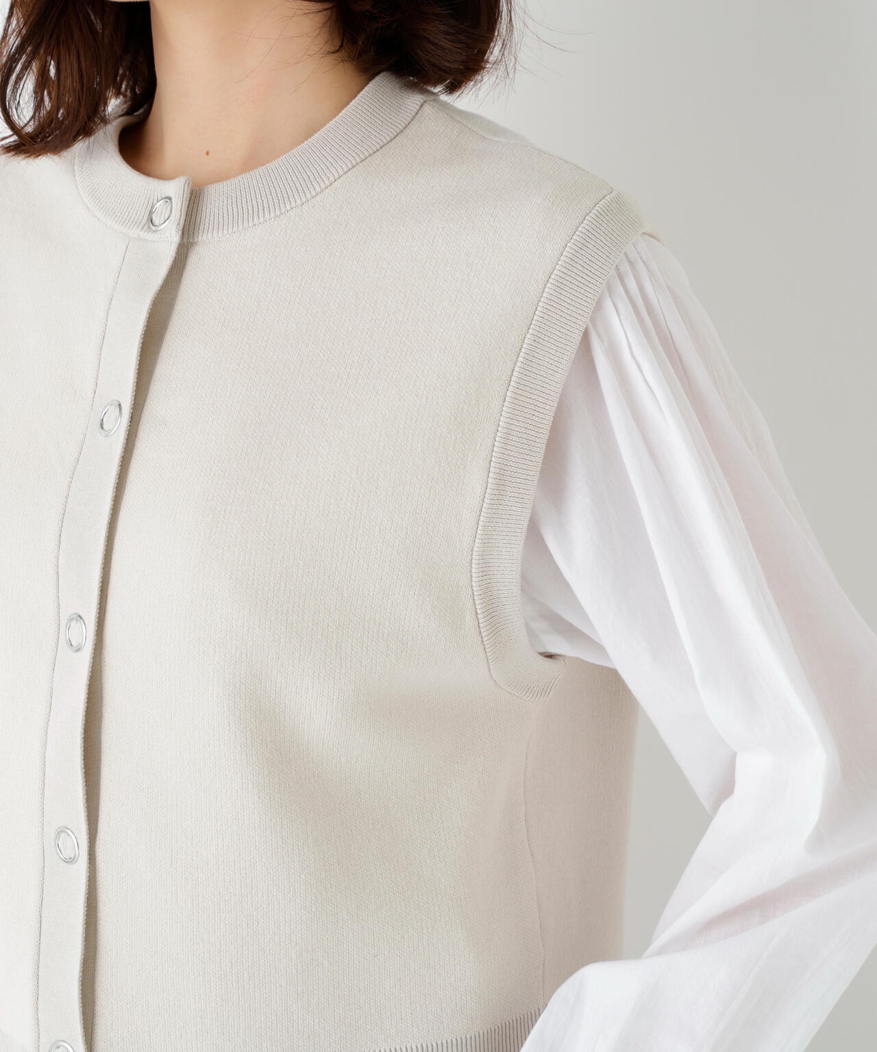 ハイツイストコットン混ジャカードベスト