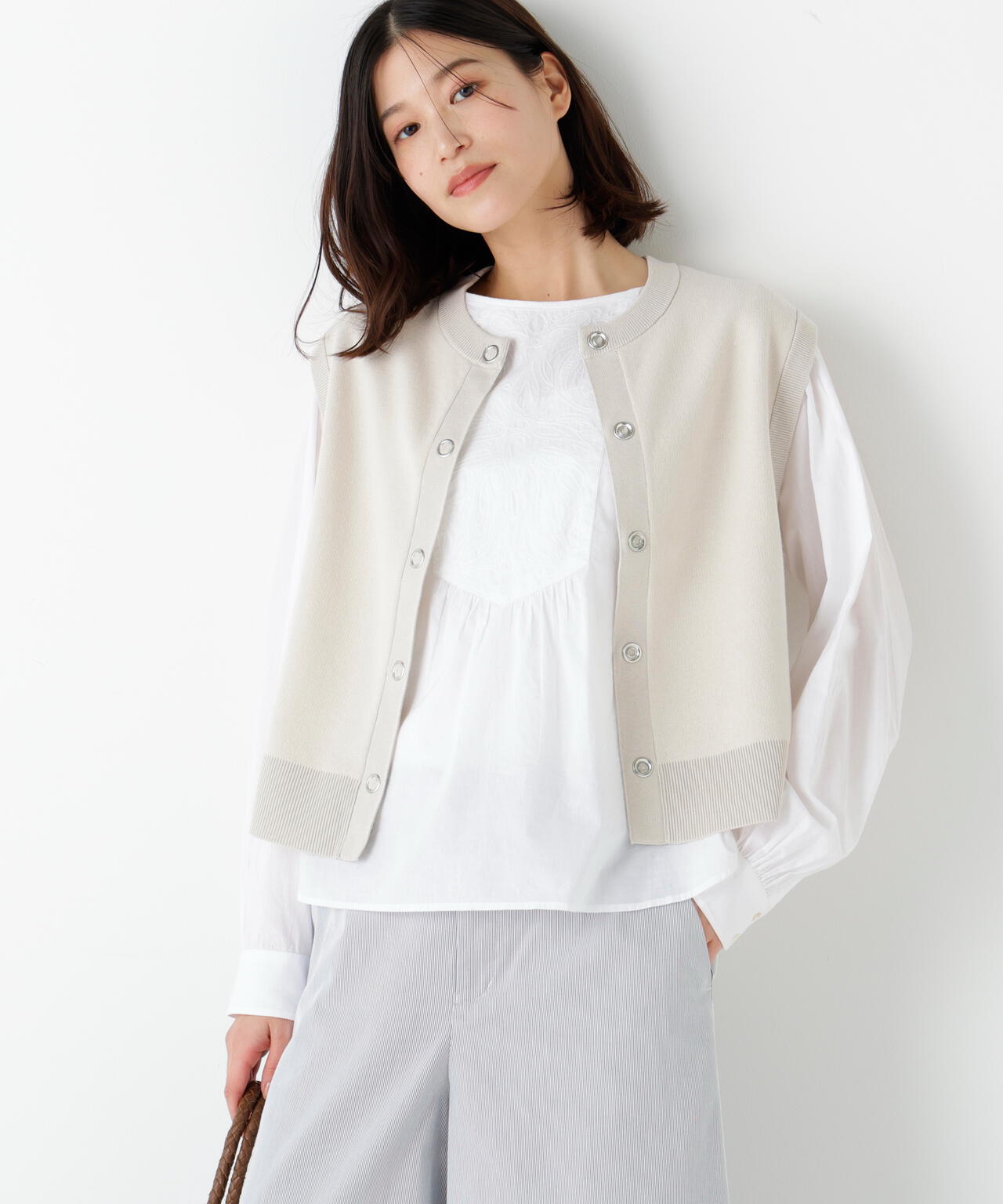 ハイツイストコットン混ジャカードベスト