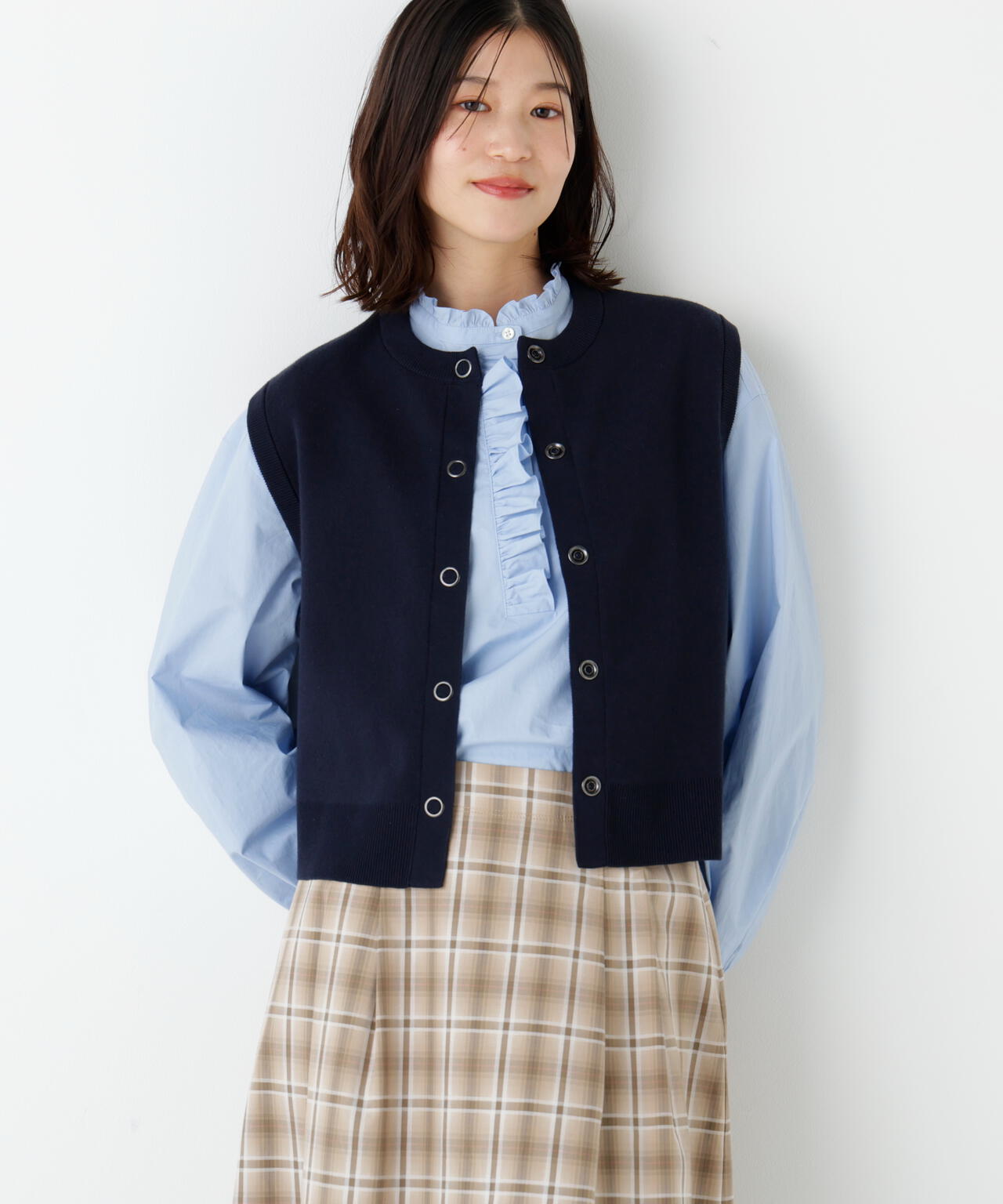 ハイツイストコットン混ジャカードベスト