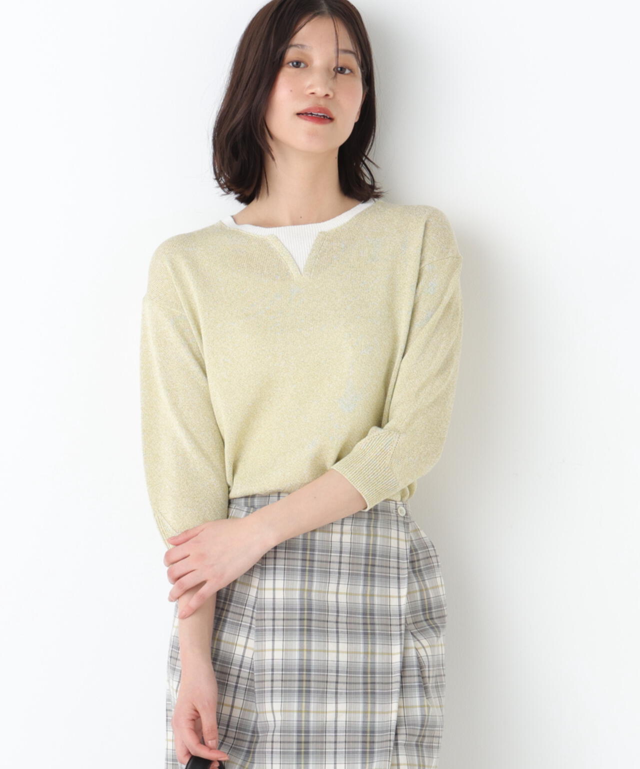 《名品 / 洗える》ペーパーヤーンクルーネックプルオーバー