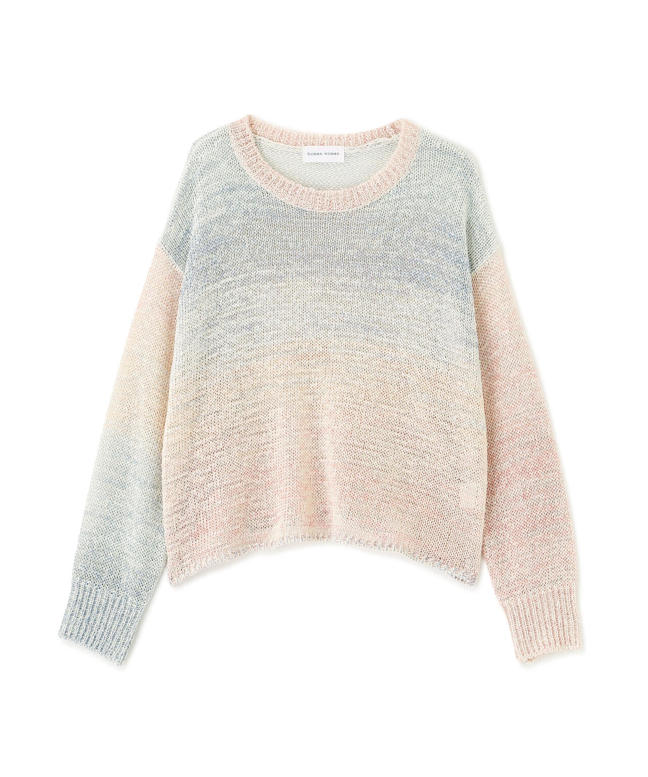 《洗える》コットン混 カスリヤーンクルーネックプルオーバー