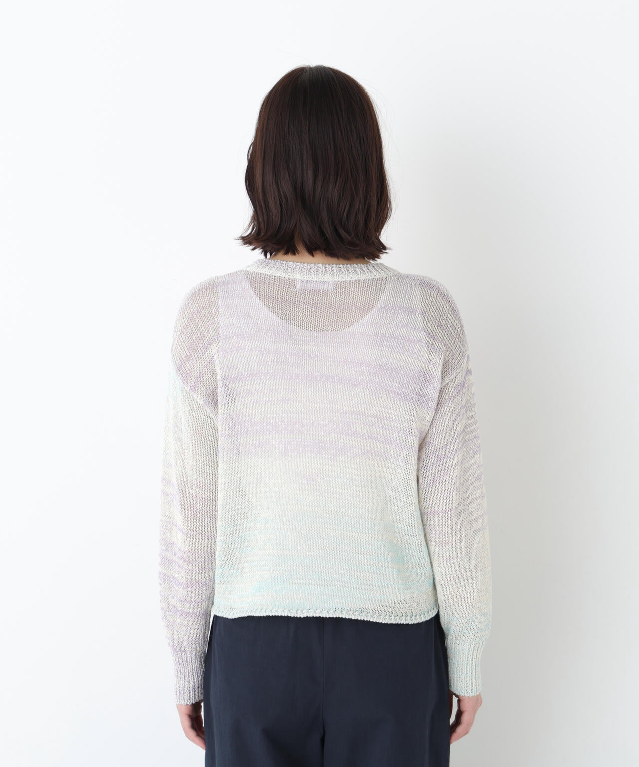 《洗える》コットン混 カスリヤーンクルーネックプルオーバー