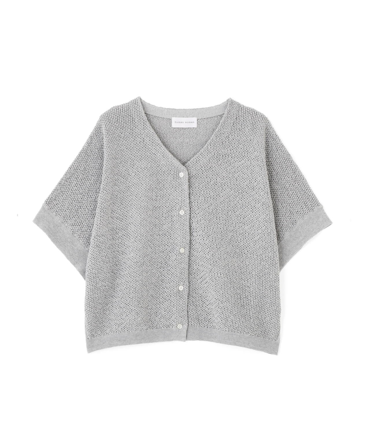 メッシュ柄ニットジレ