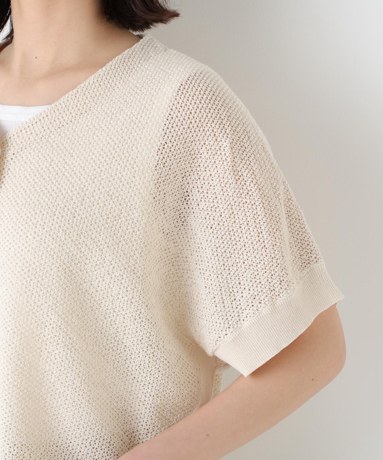 《洗える》メッシュ柄ニットジレ