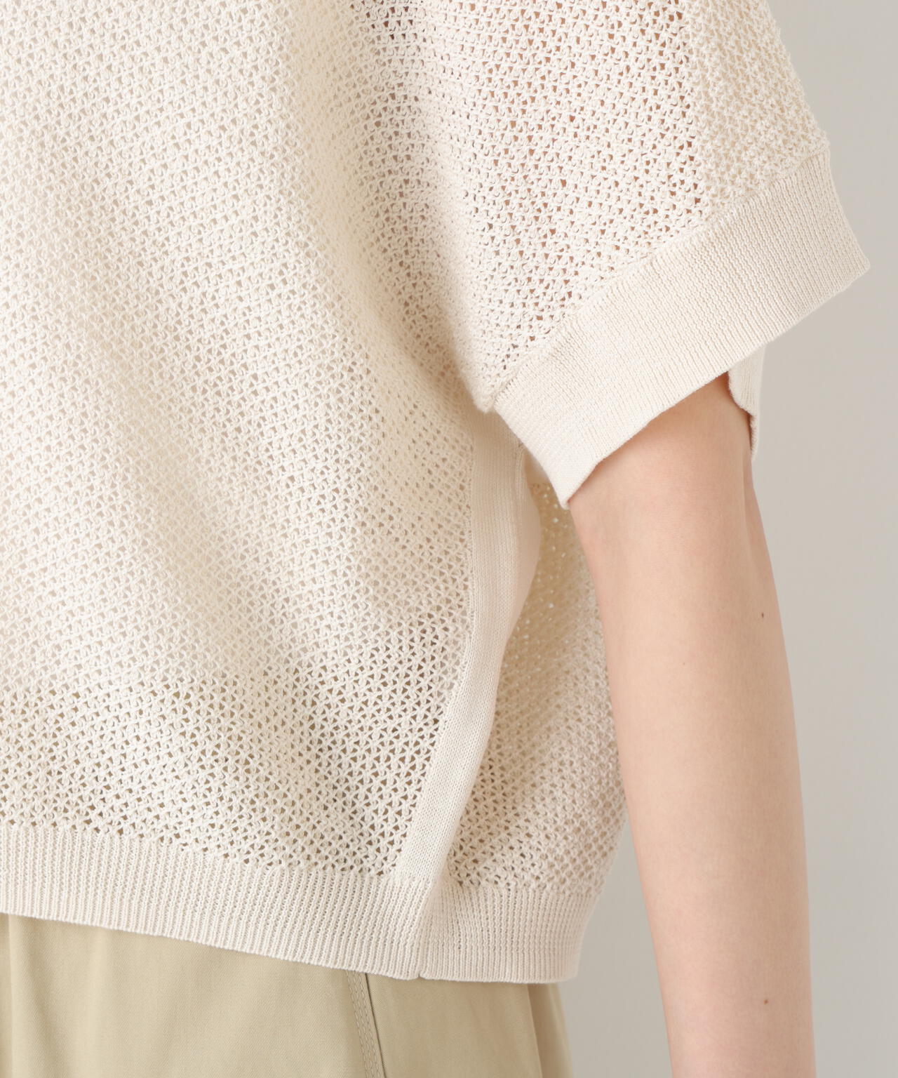 《洗える》メッシュ柄ニットジレ