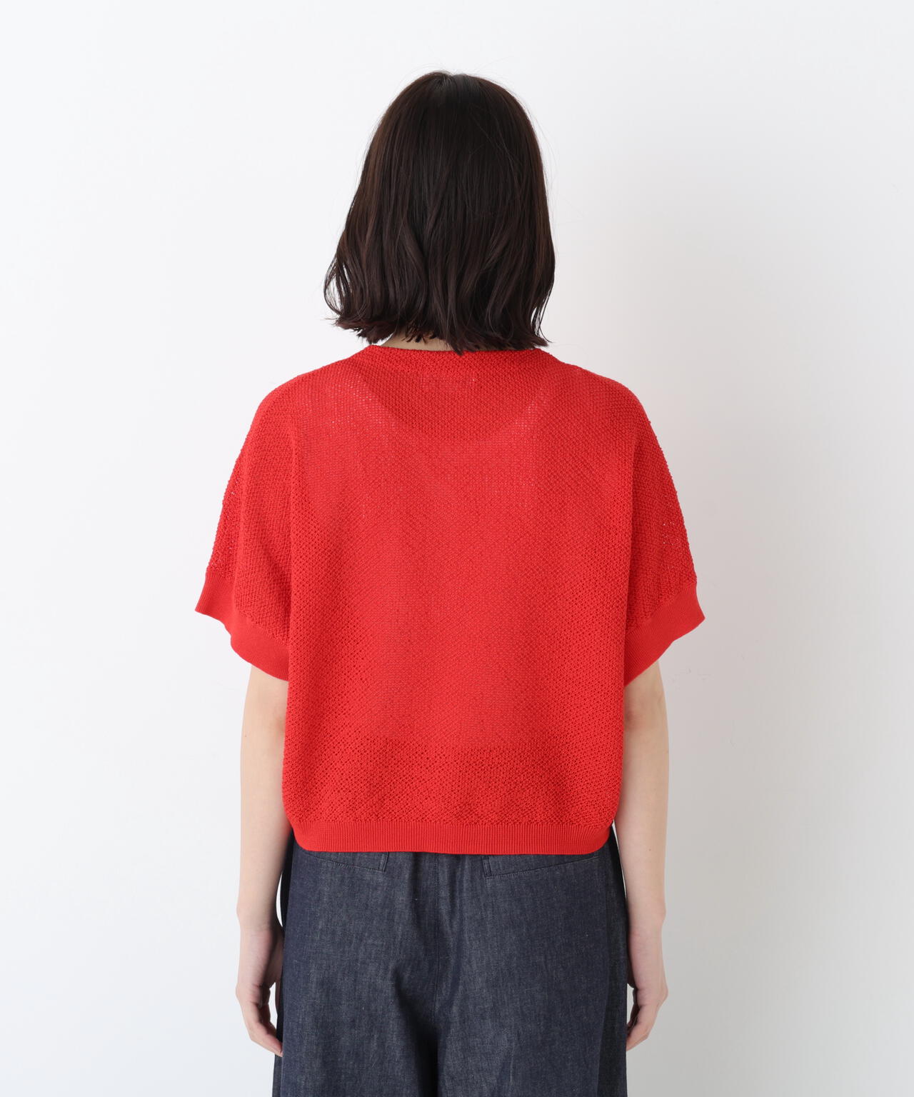 《洗える》メッシュ柄ニットジレ