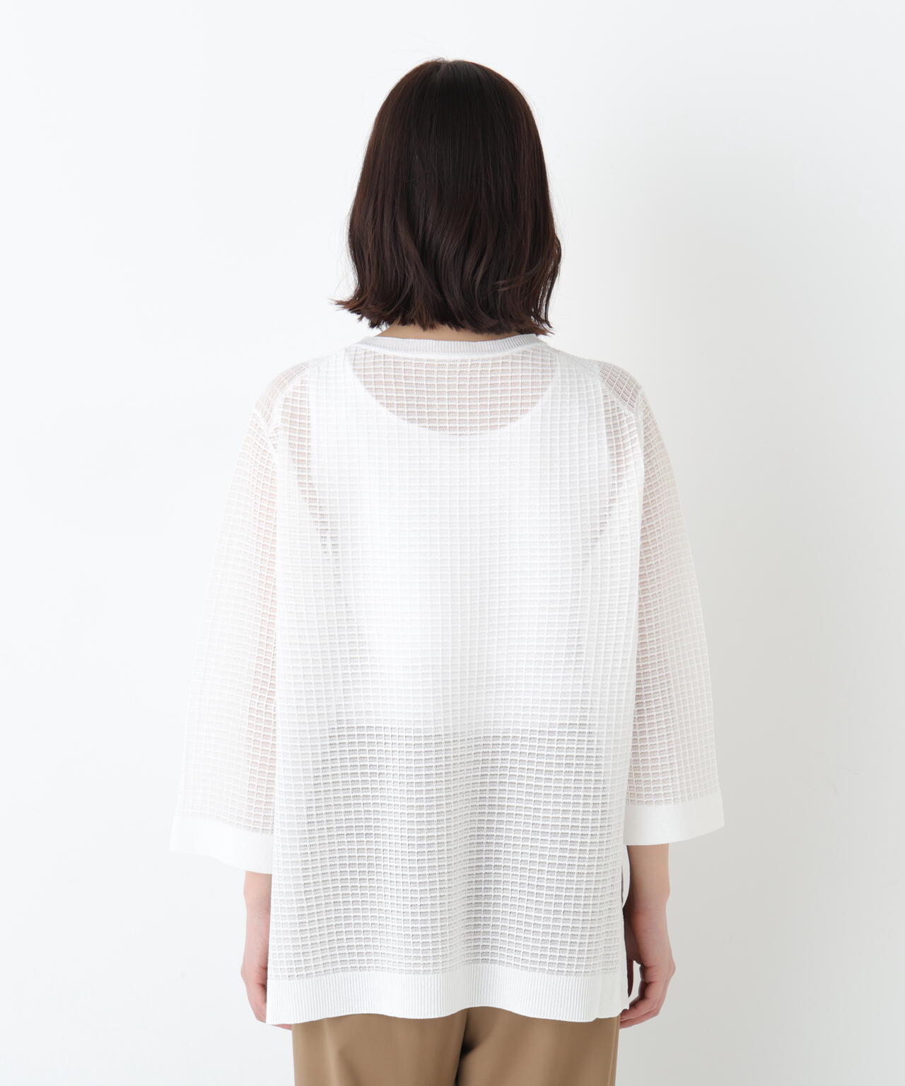 《洗える》コットンポリエステルシアーチェックチュニックプルオーバー