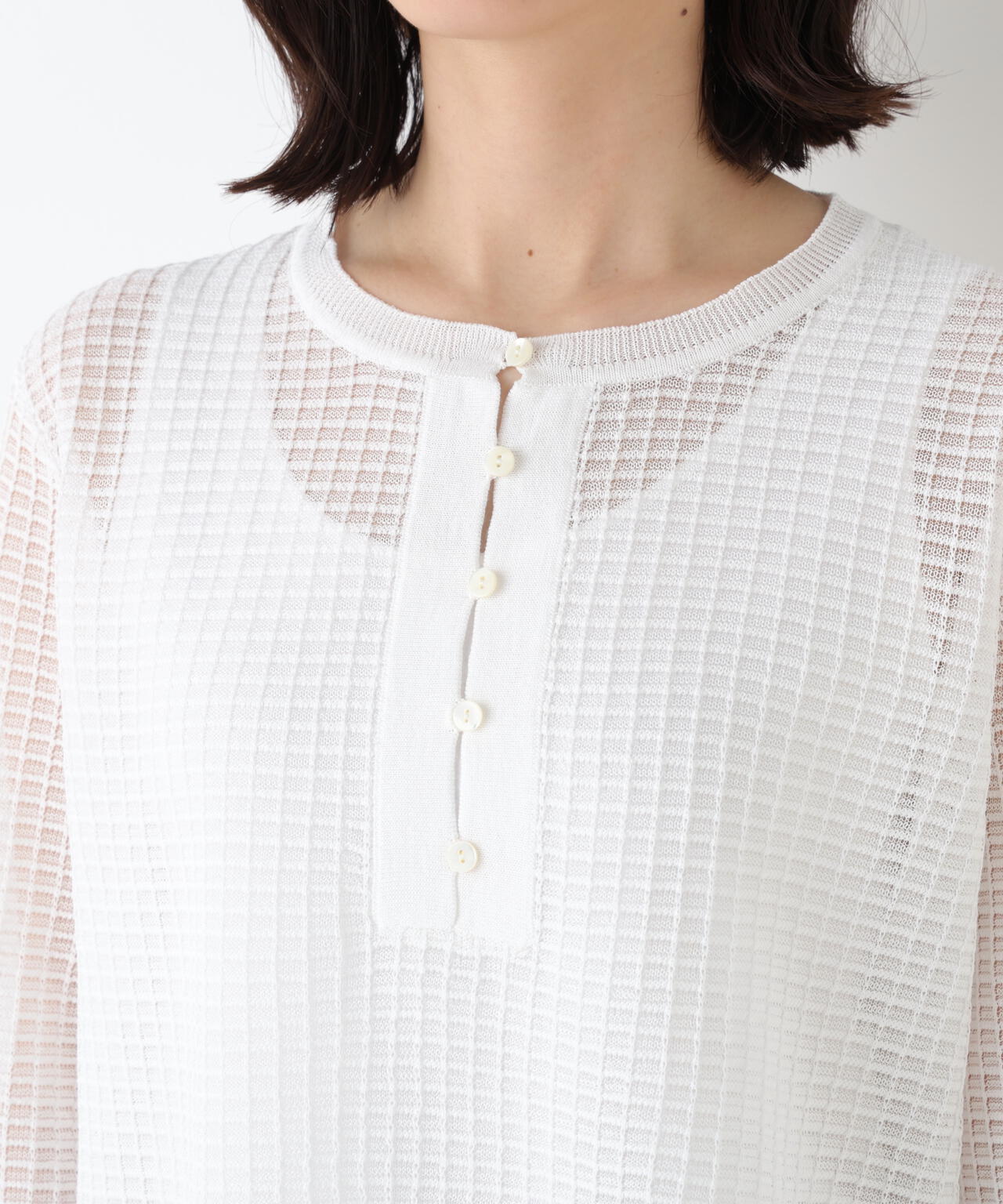 《洗える》コットンポリエステルシアーチェックチュニックプルオーバー