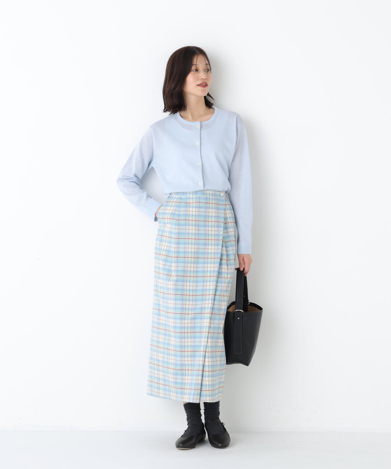 《洗える》麻混クルーネックニットカーディガン