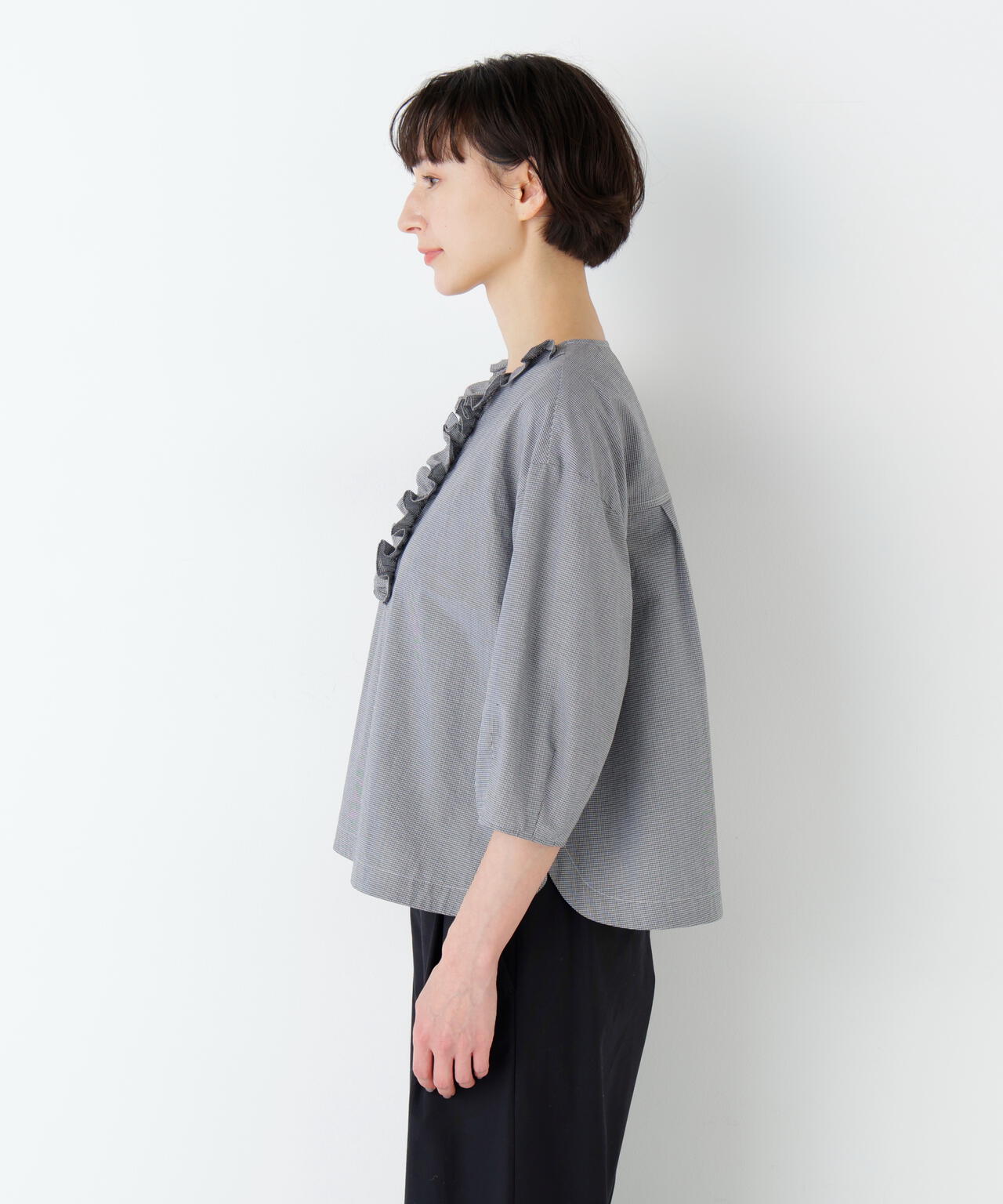《大人気!追加入荷 / 洗える》ウォッシュドタイプライターフリルブラウス