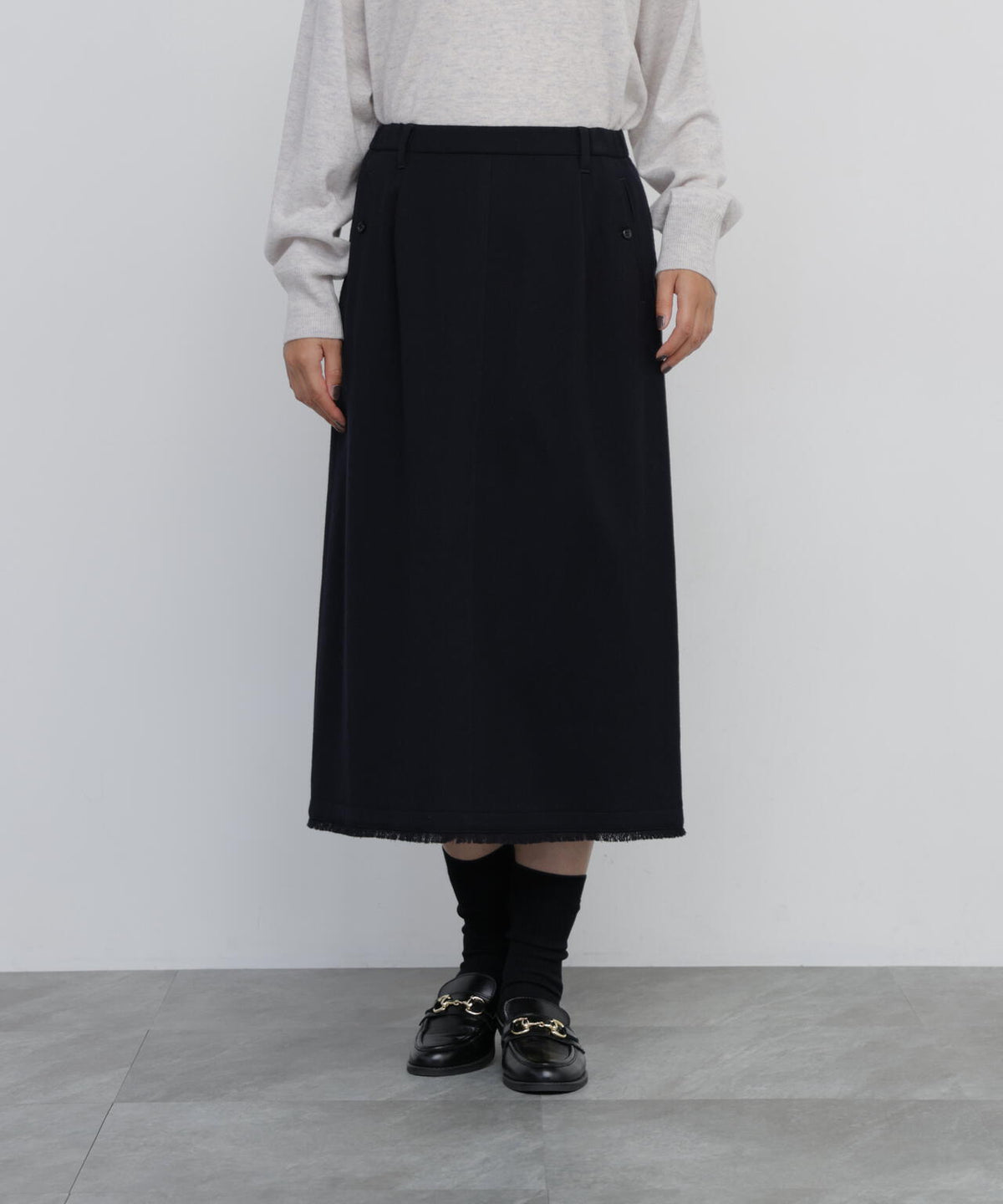 トップツイルフリンジリラックスタイトスカート
