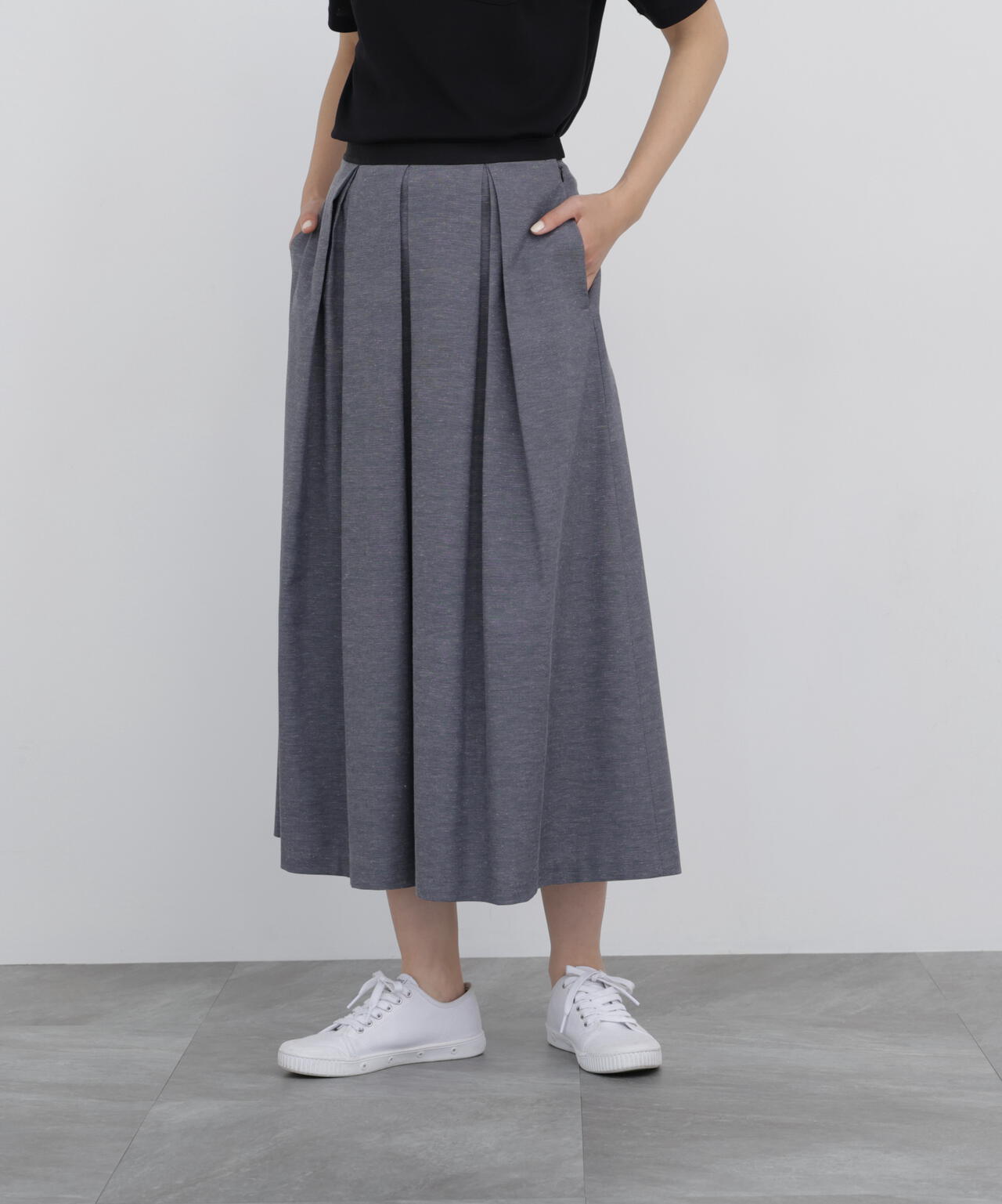 綿麻ブレンドタックスカート
