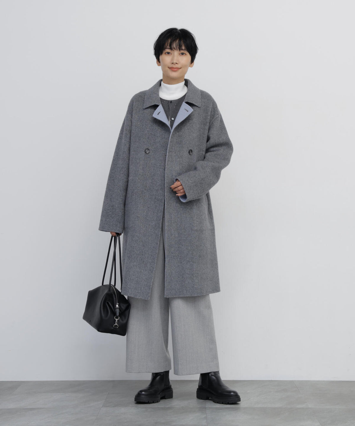 《名品 / リバーシブル着用可》リバー ダブルステンカラーコート