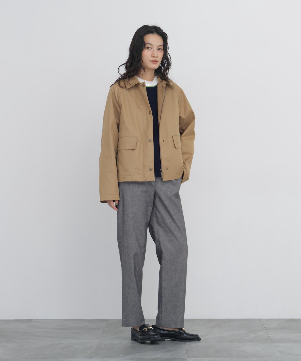 165cm/B:77cm/W:57cm/H:79cm 着用サイズ:M