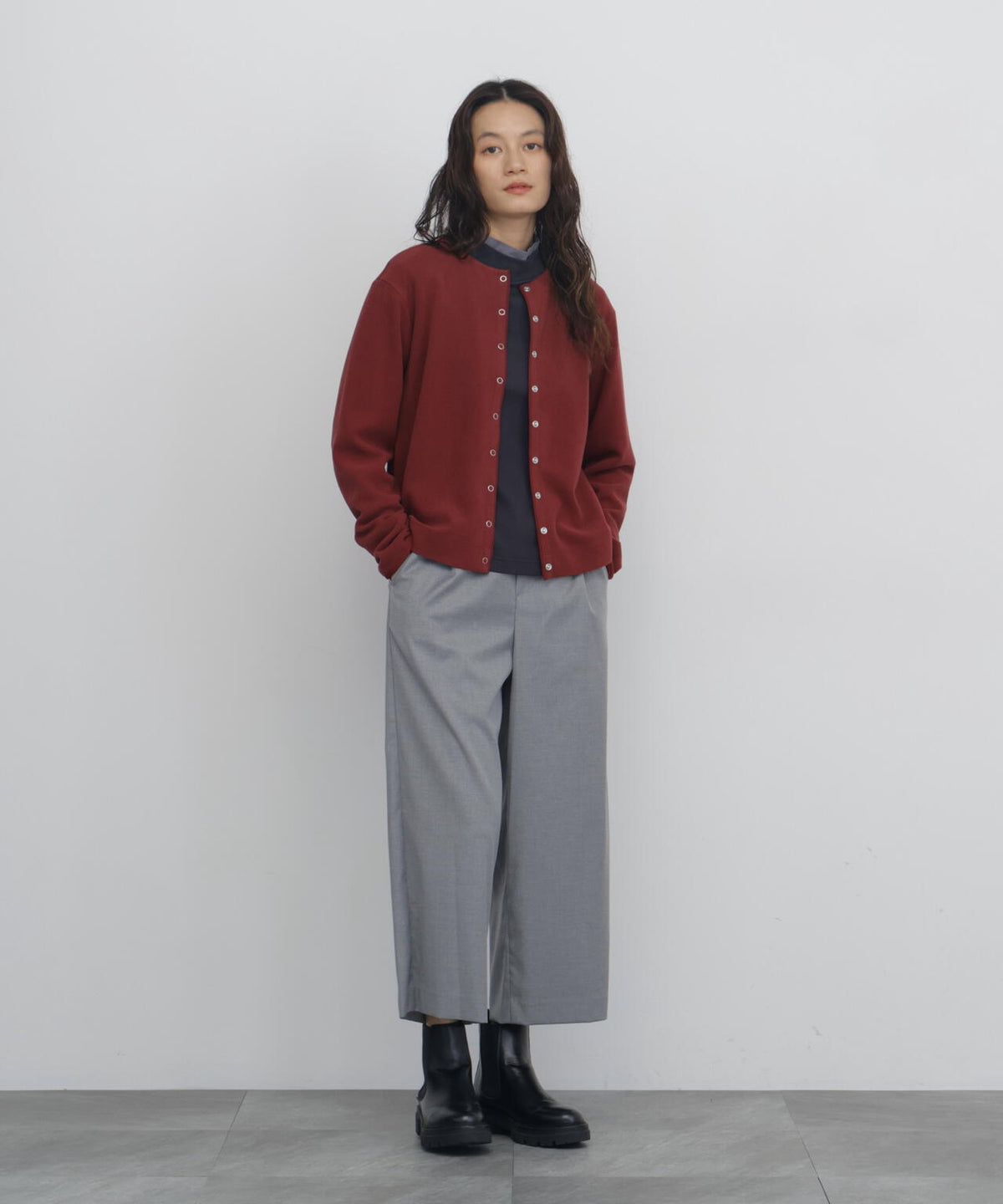 《名品 / 洗える / 4色展開》ミルドジャージーリングドットカーディガン