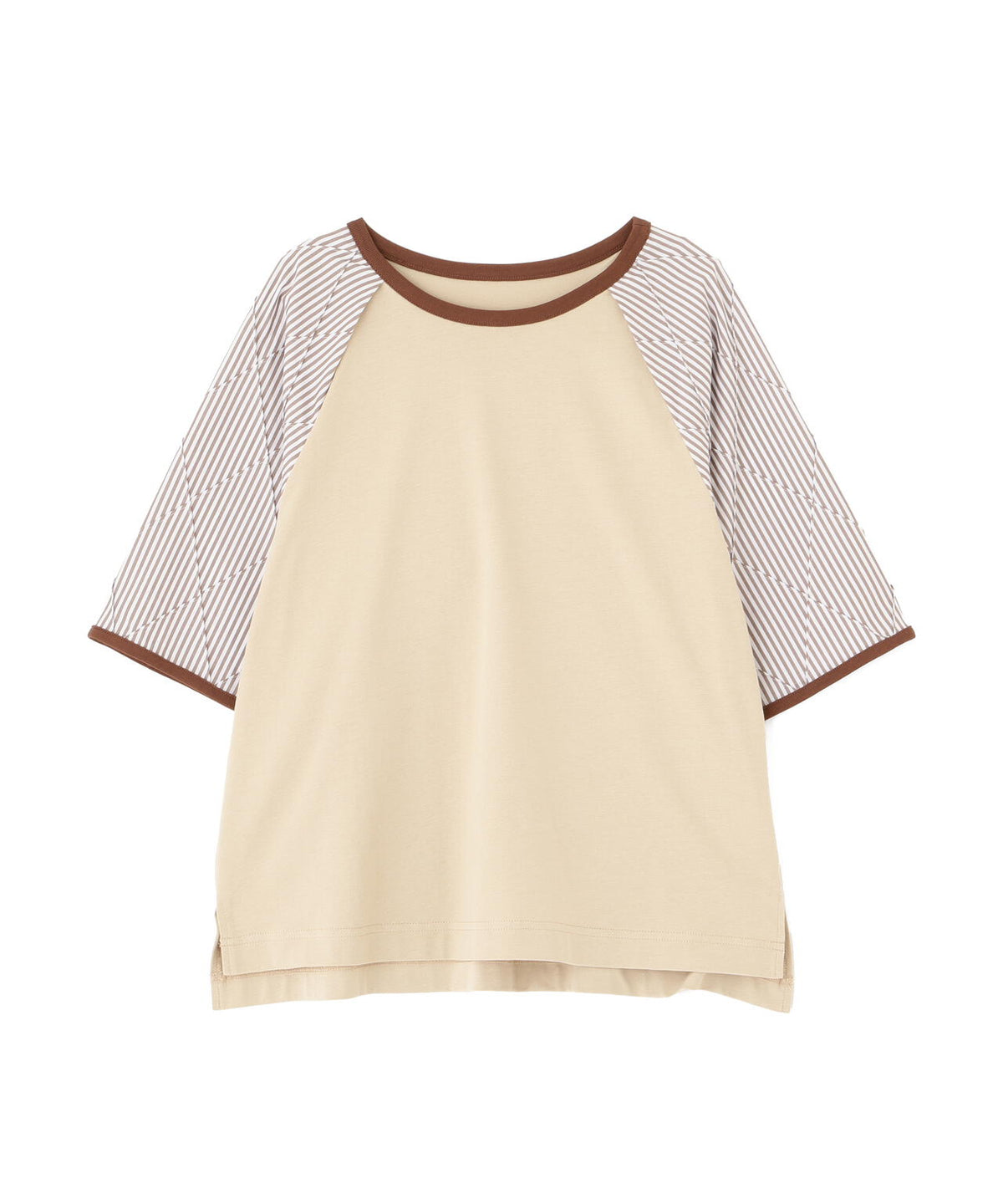 ストライプドッキング ラグランスリーブ リンガーTシャツ