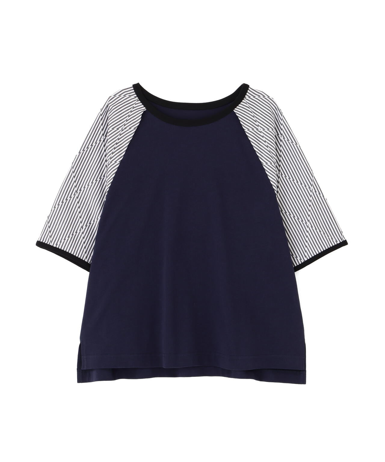 ストライプドッキング ラグランスリーブ リンガーTシャツ