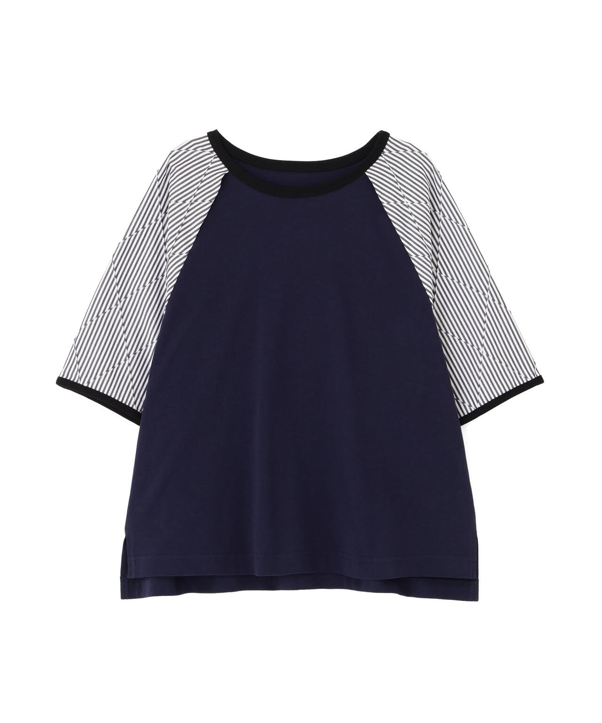 ストライプドッキング ラグランスリーブ リンガーTシャツ
