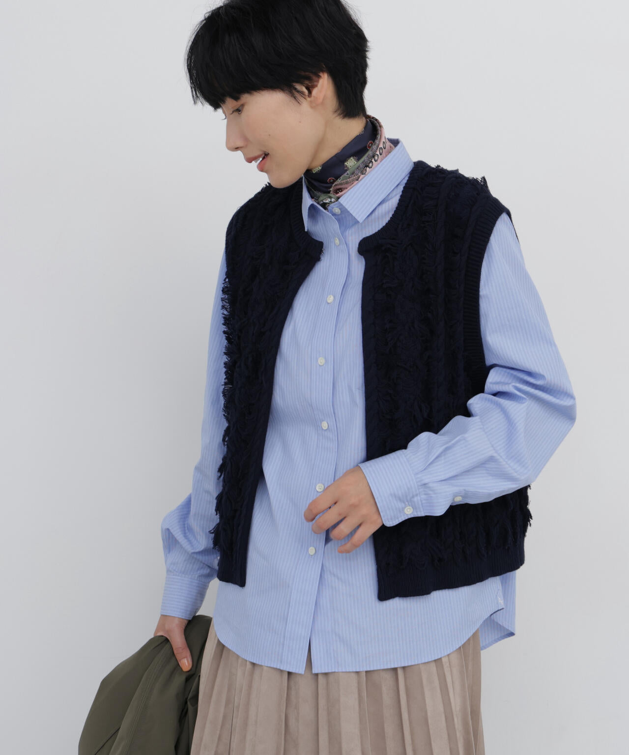ケーブルフリンジベスト