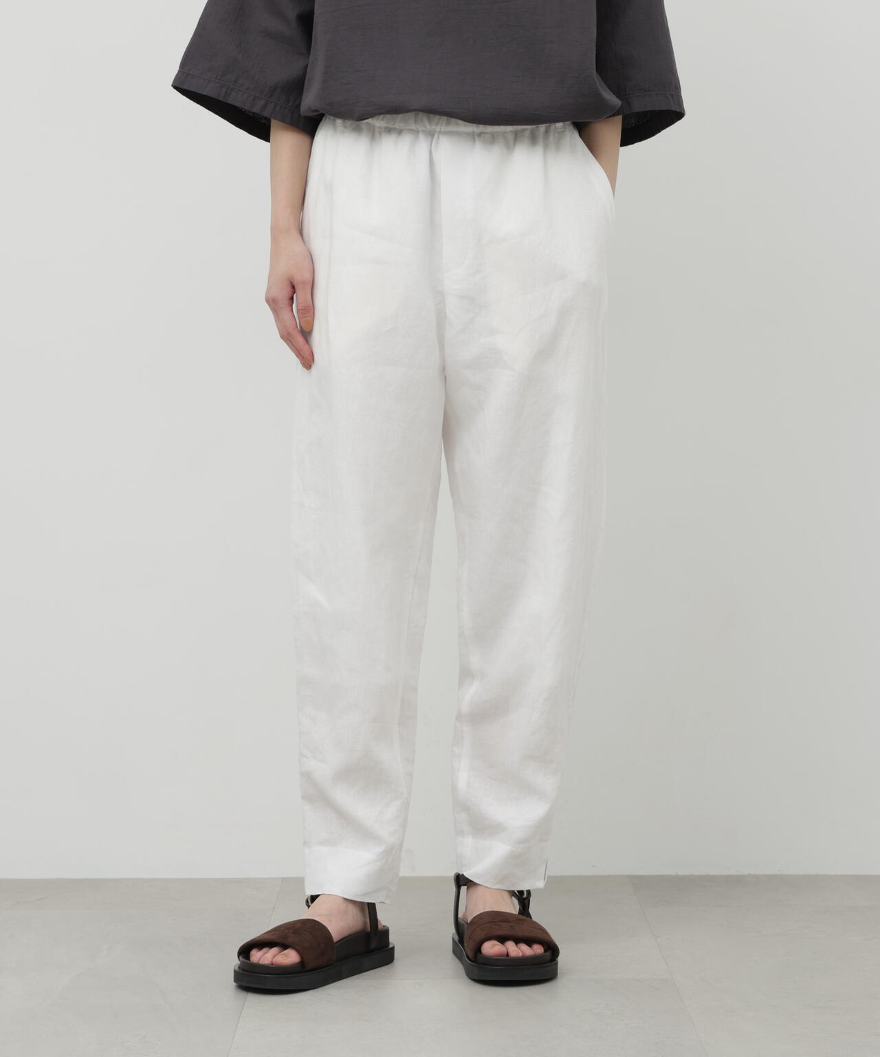 リネンキャンブリックテーパードパンツ