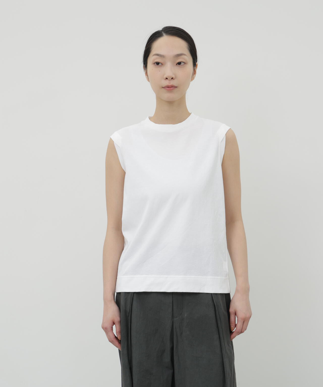 コットンボイルツイル天竺 ノースリーブTシャツ