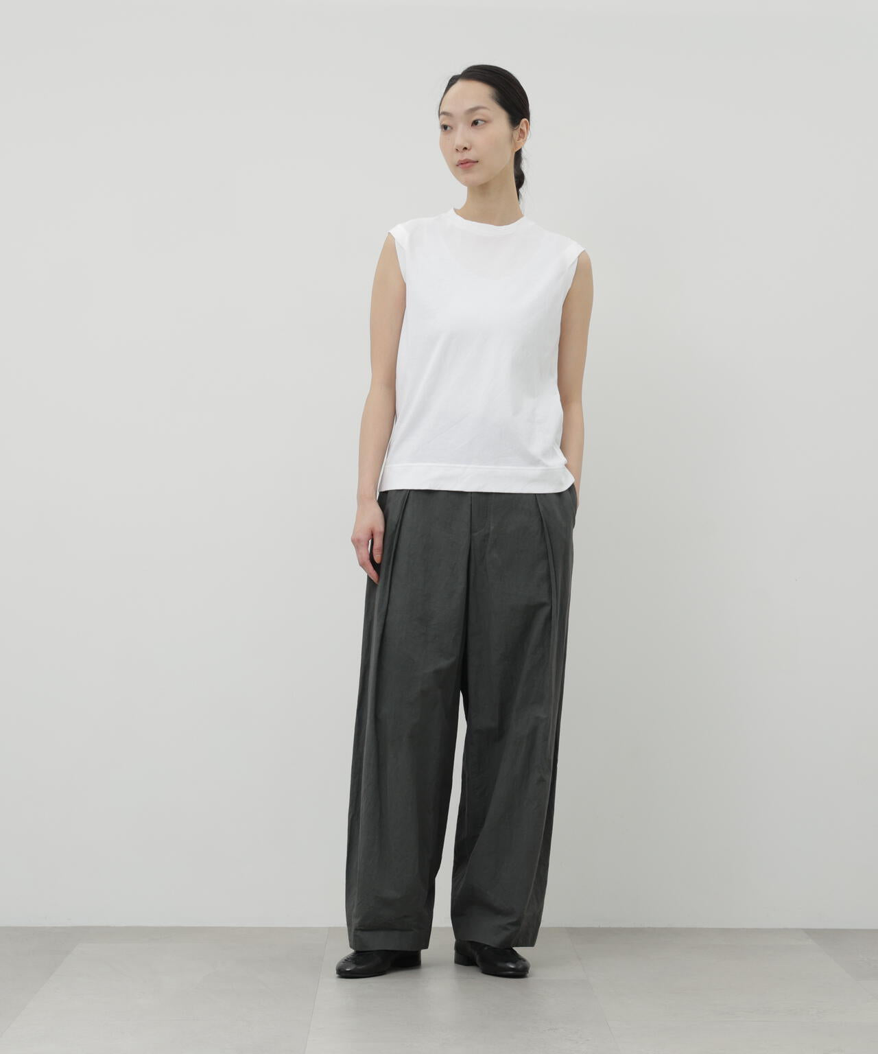 コットンボイルツイル天竺 ノースリーブTシャツ