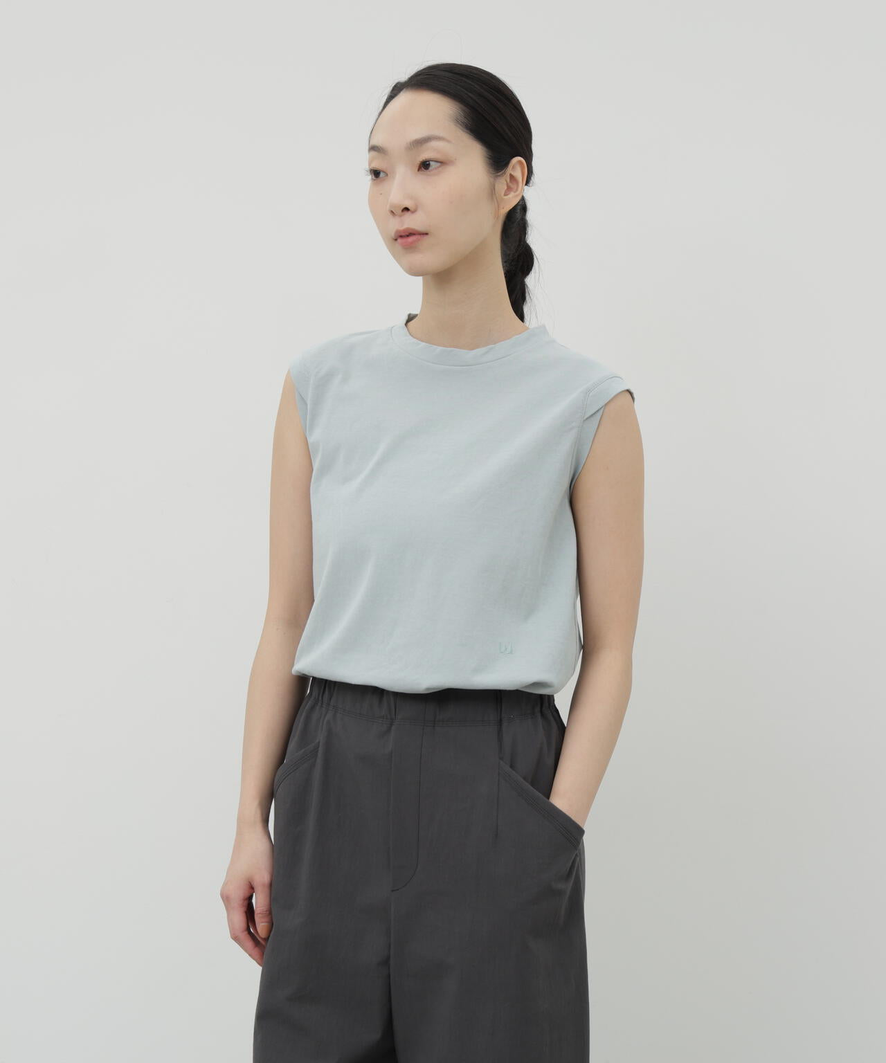コットンボイルツイル天竺 ノースリーブTシャツ