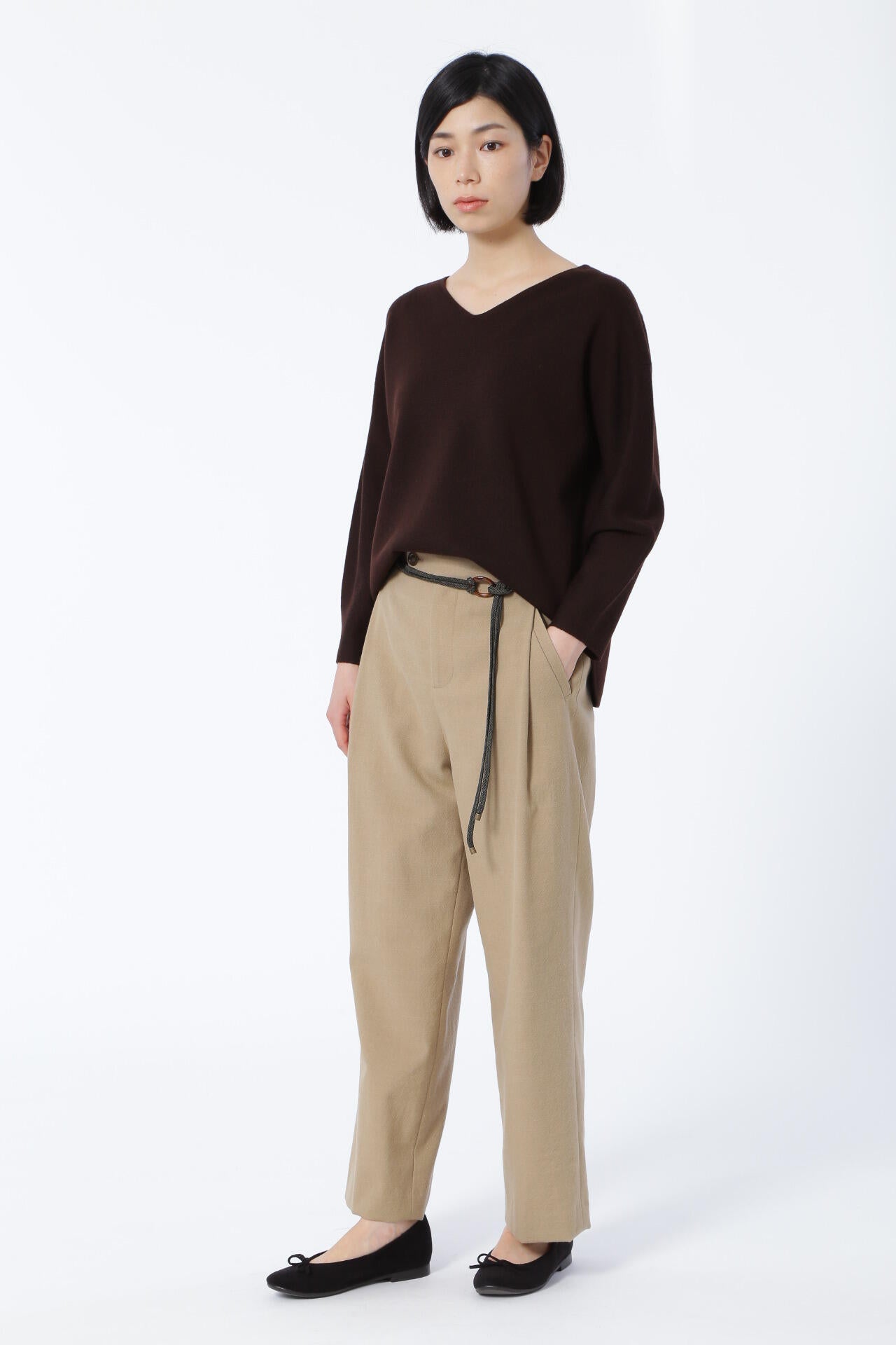 ≪Japan couture≫綿ウールオックステーパードパンツ