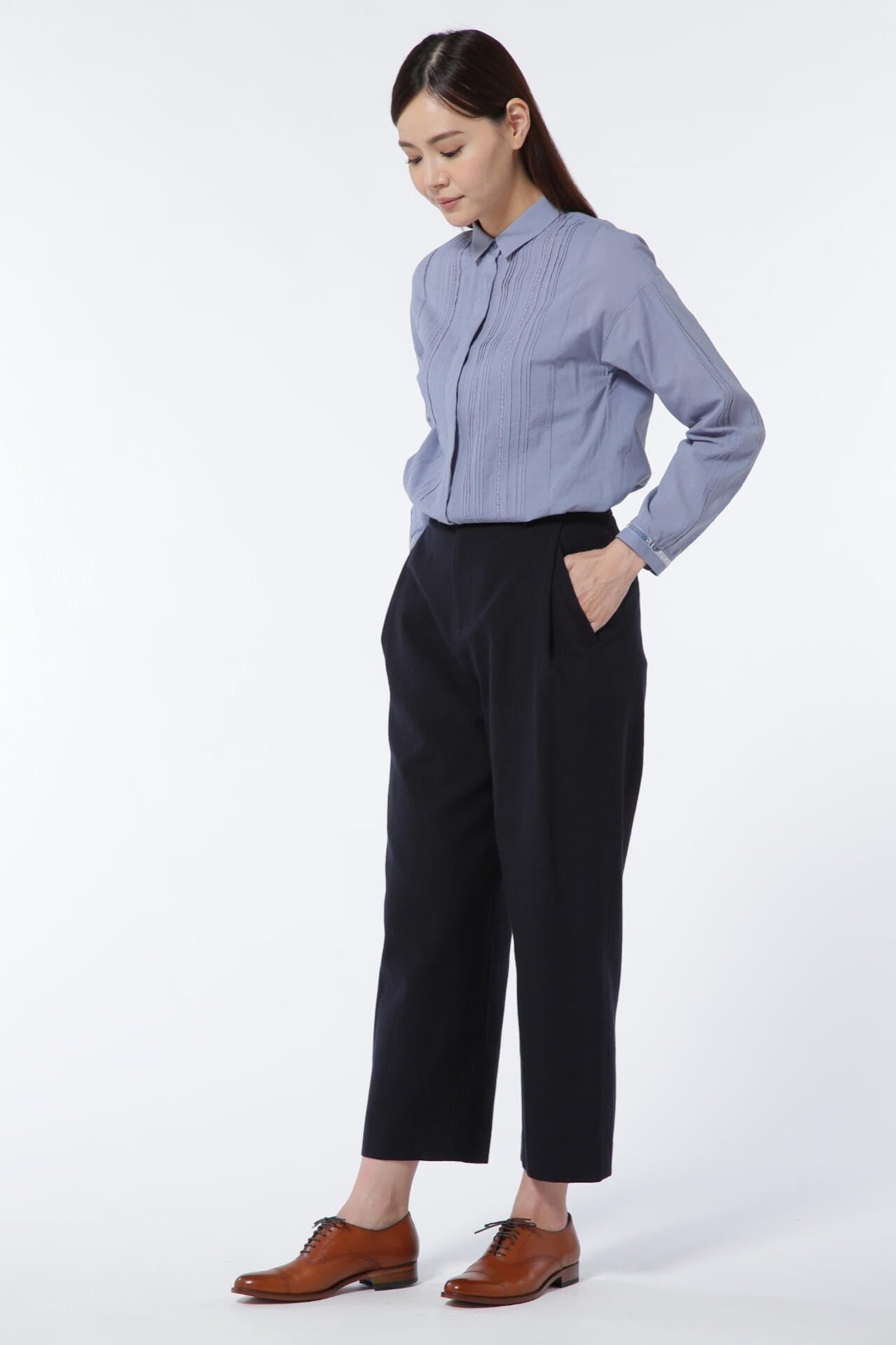 ≪Japan couture≫綿ウールオックステーパードパンツ