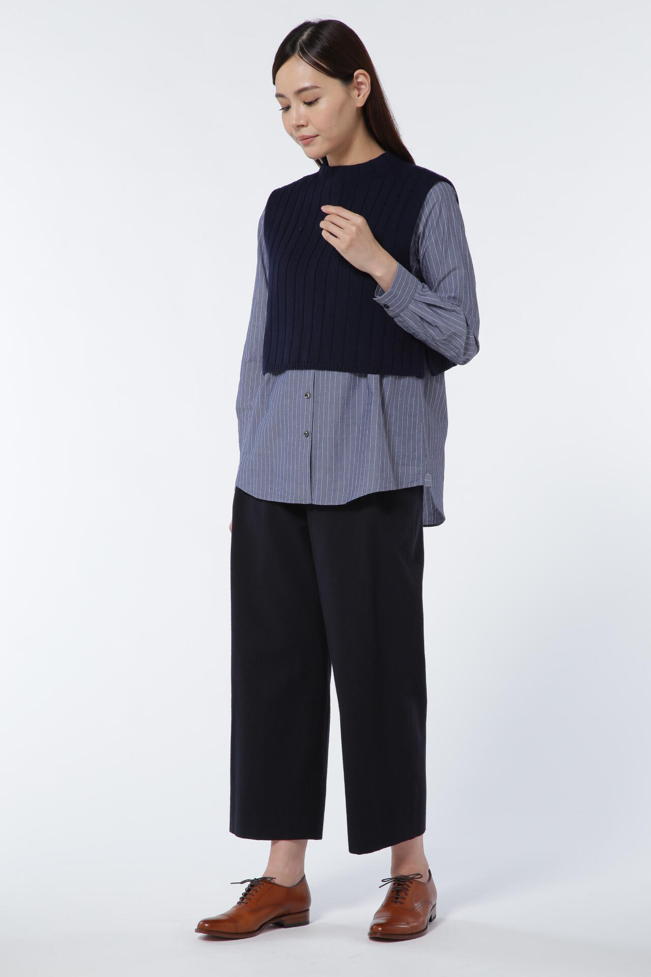 ≪Japan couture≫綿ウールオックステーパードパンツ