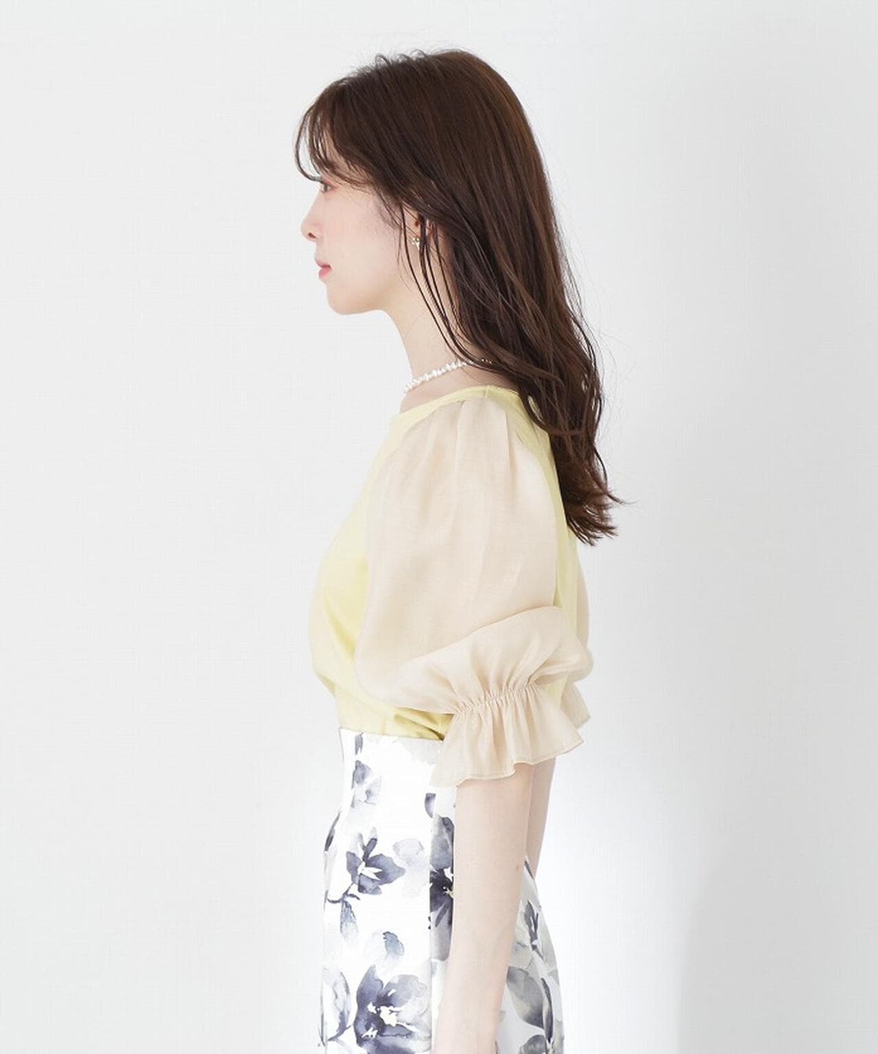 【美人百花5月号掲載 タイアップ休井美郷さん着用商品】シアースリーブカットトップス