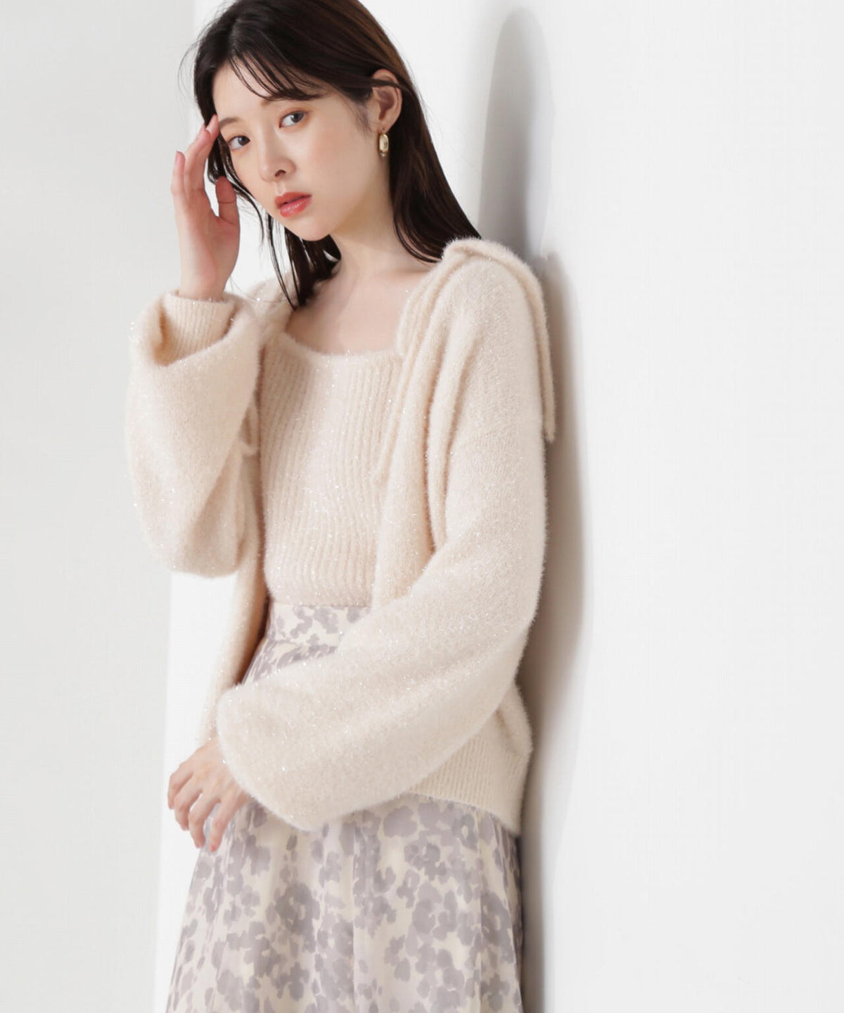 シャイニーフェザーアンサンブルニット WEB限定カラー:パープル