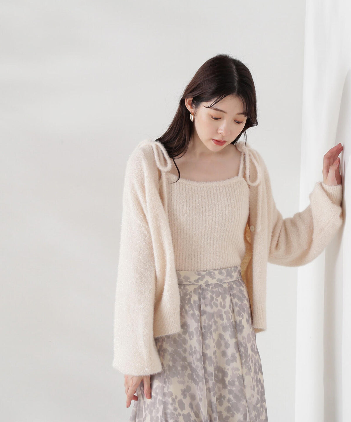 シャイニーフェザーアンサンブルニット WEB限定カラー:パープル