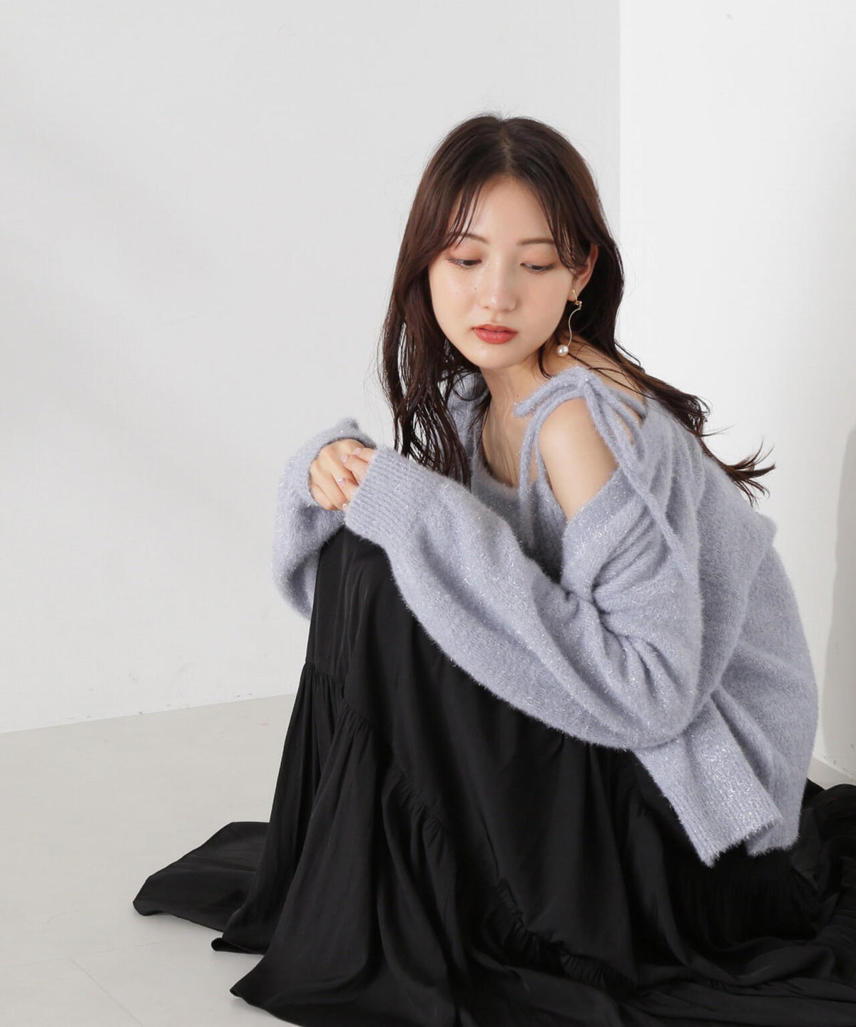 シャイニーフェザーアンサンブルニット WEB限定カラー:パープル