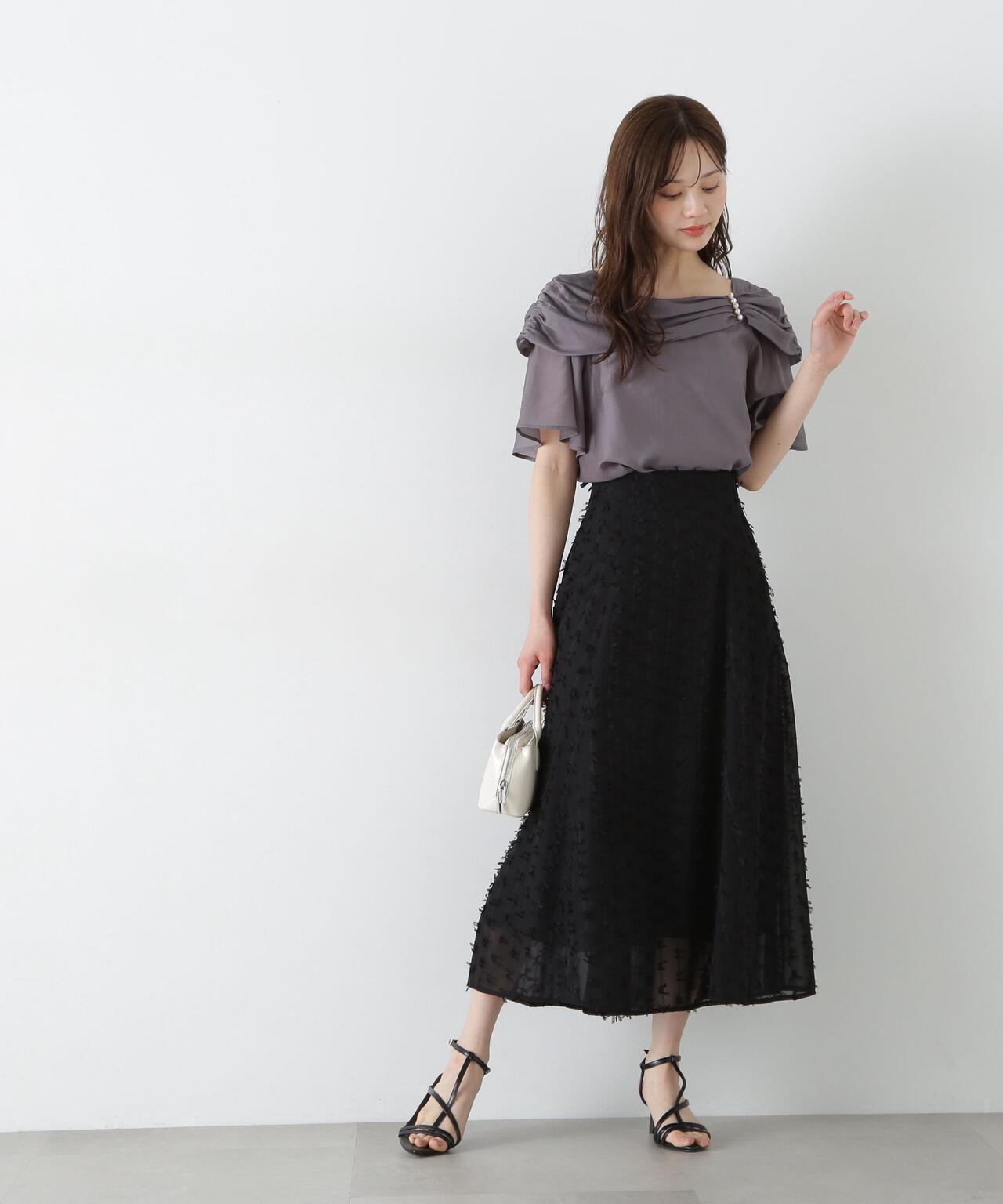シアーチュールフリンジフレアスカート
