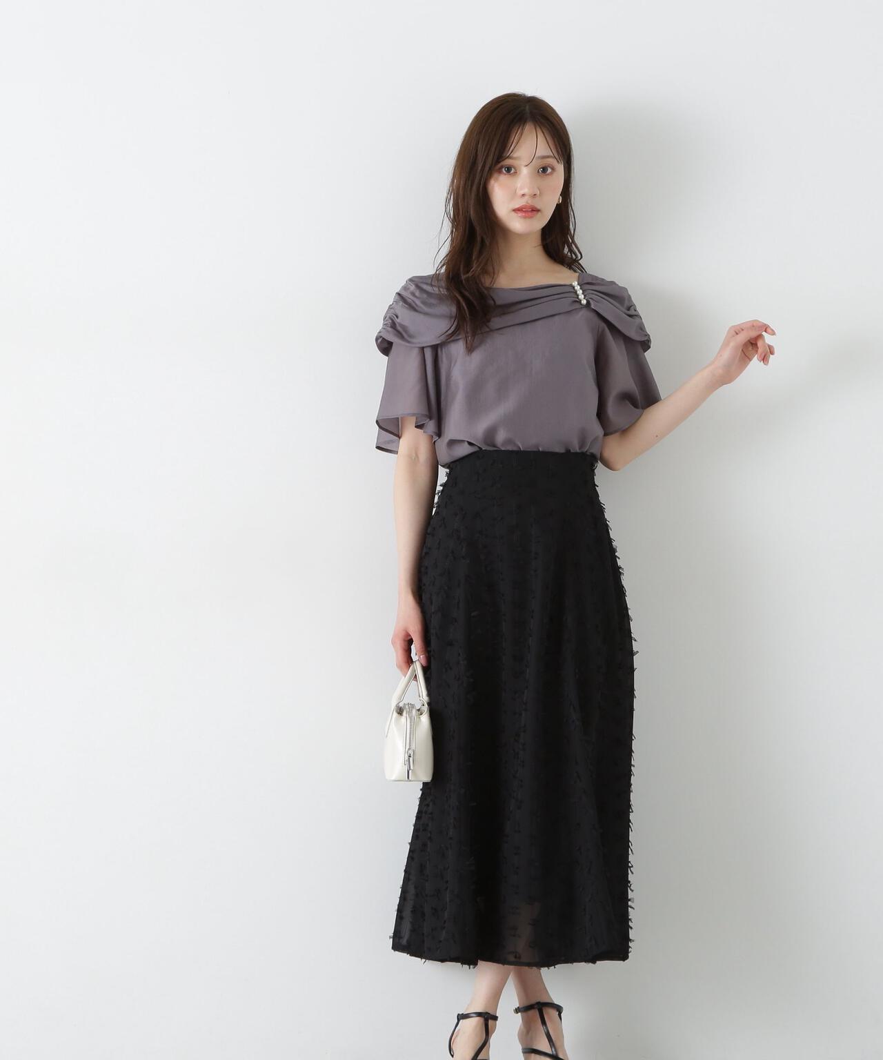シアーチュールフリンジフレアスカート