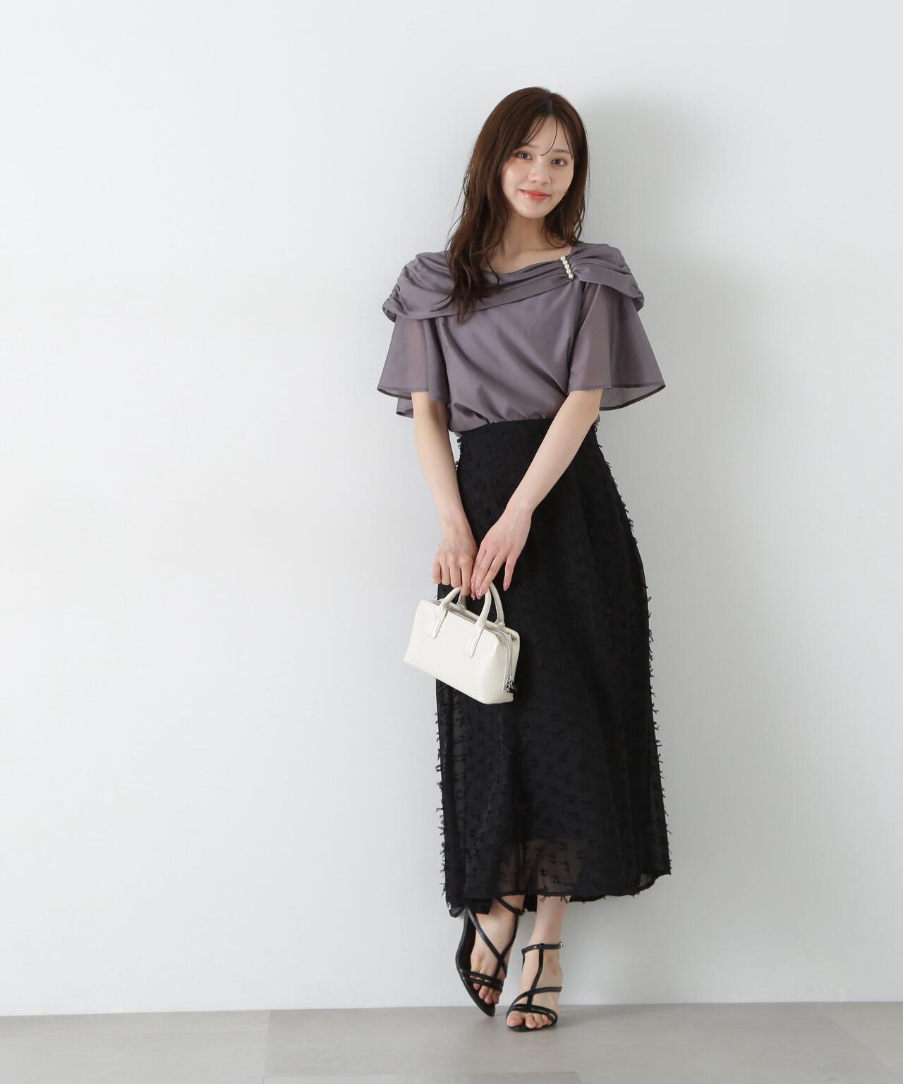 シアーチュールフリンジフレアスカート