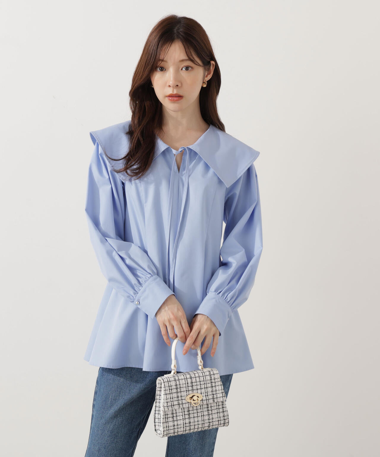 【青島心さん着用】ビッグカラーブラウス