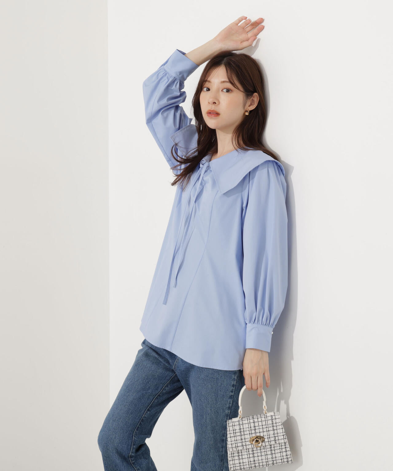 【青島心さん着用】ビッグカラーブラウス