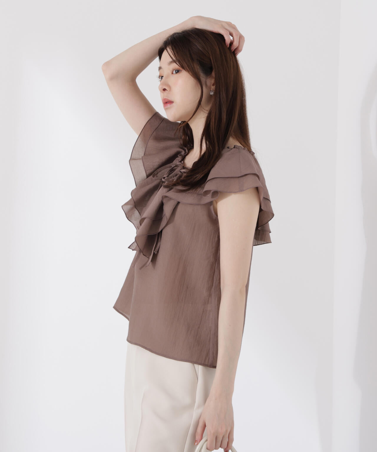 フロントリボンシアーブラウス