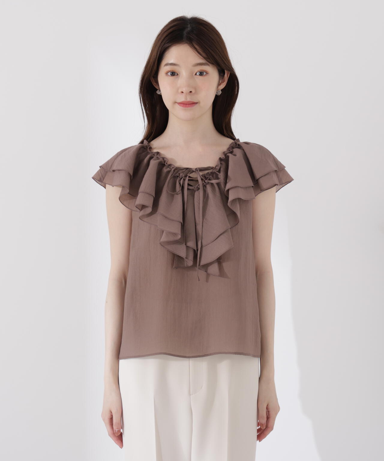 フロントリボンシアーブラウス