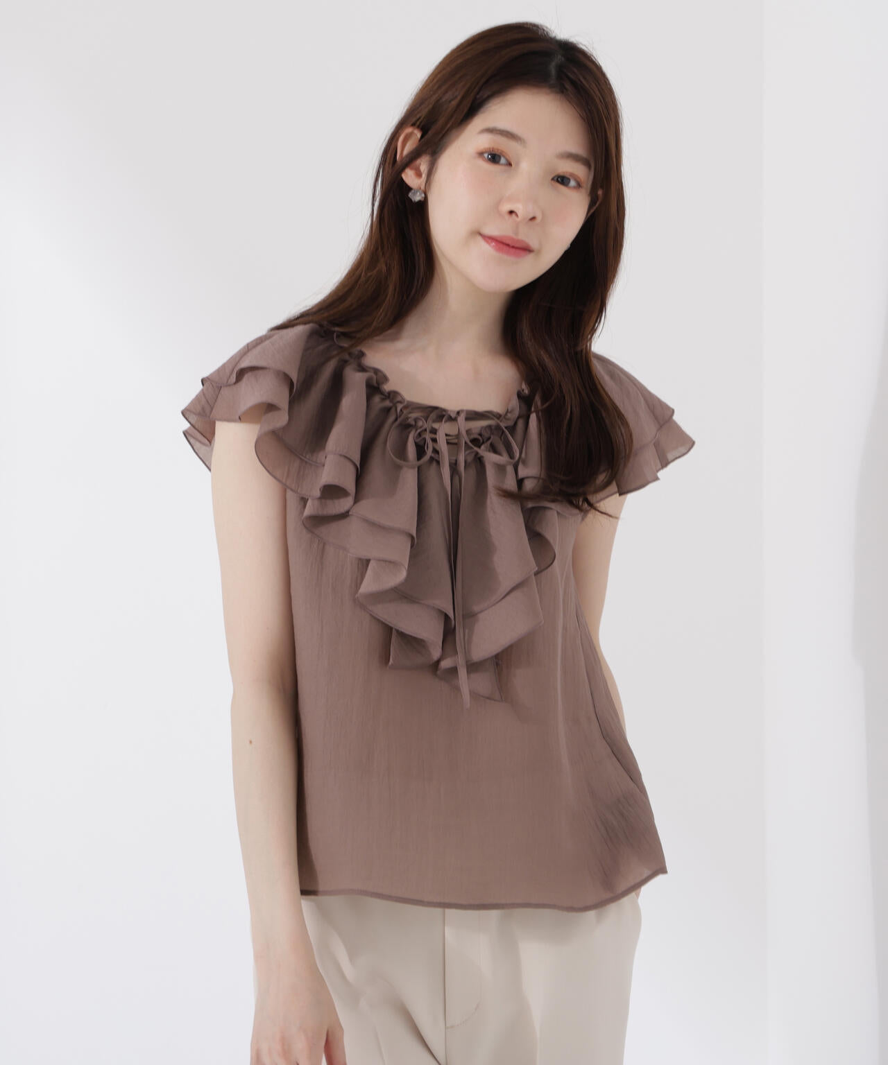 フロントリボンシアーブラウス